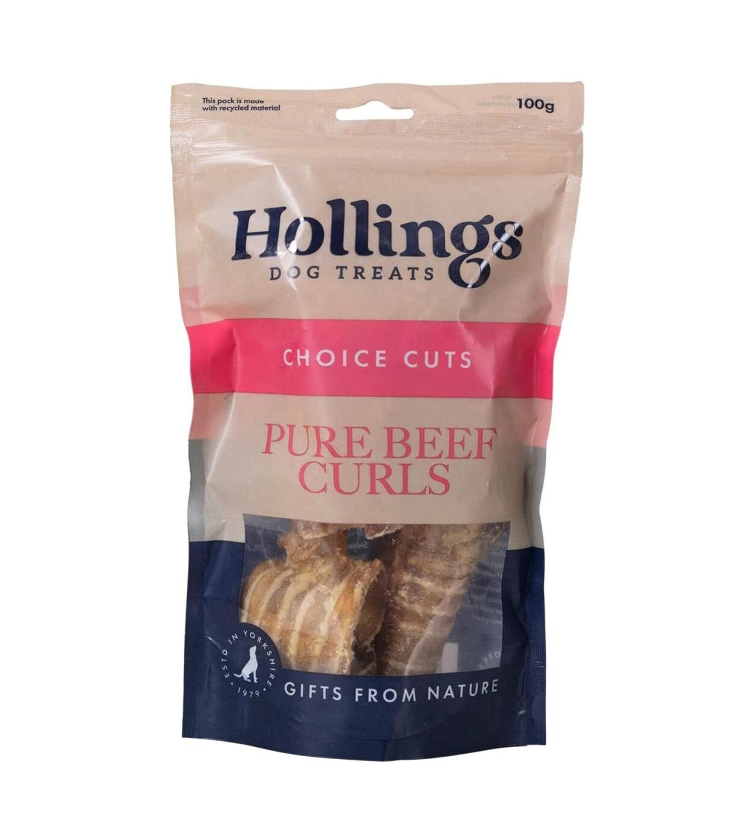 Hollings Beef Curls Dog Treats 100% Natural Grain Free & Easily Digestible Air Dried Treats for Adult Dogs Made From 100% Beef Trachea (100g) 100 g (Pack of 1) - Buy Online on SooperMarket.com