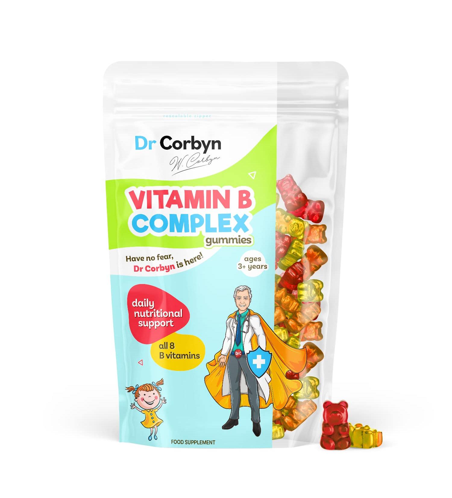 Dr Corbyn Kids' Vitamin B Complex Gummies - 120 Count | All 8 B Vitamins for Immunity & Growth | Gelatine Free & Delicious | Pack of 1 - Buy Online on SooperMarket.com