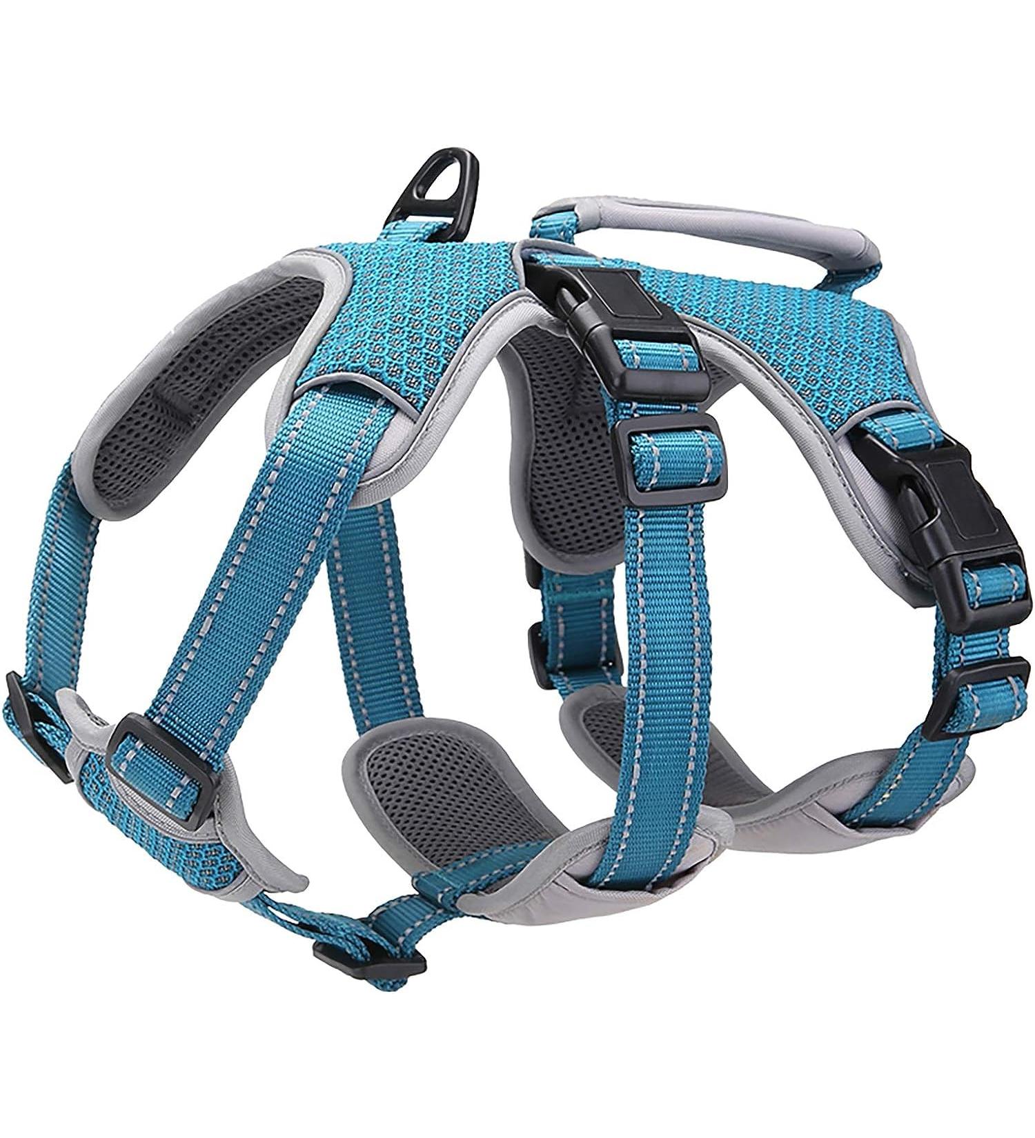 Buy Belpro Multi-Purpose Dog Harness - No Pull Reflective Adjustable Vest for Large Dogs - Durable Handle & Dog Dishes - Ideal for Active Dogs (Blue M) - Buy Online on SooperMarket.com