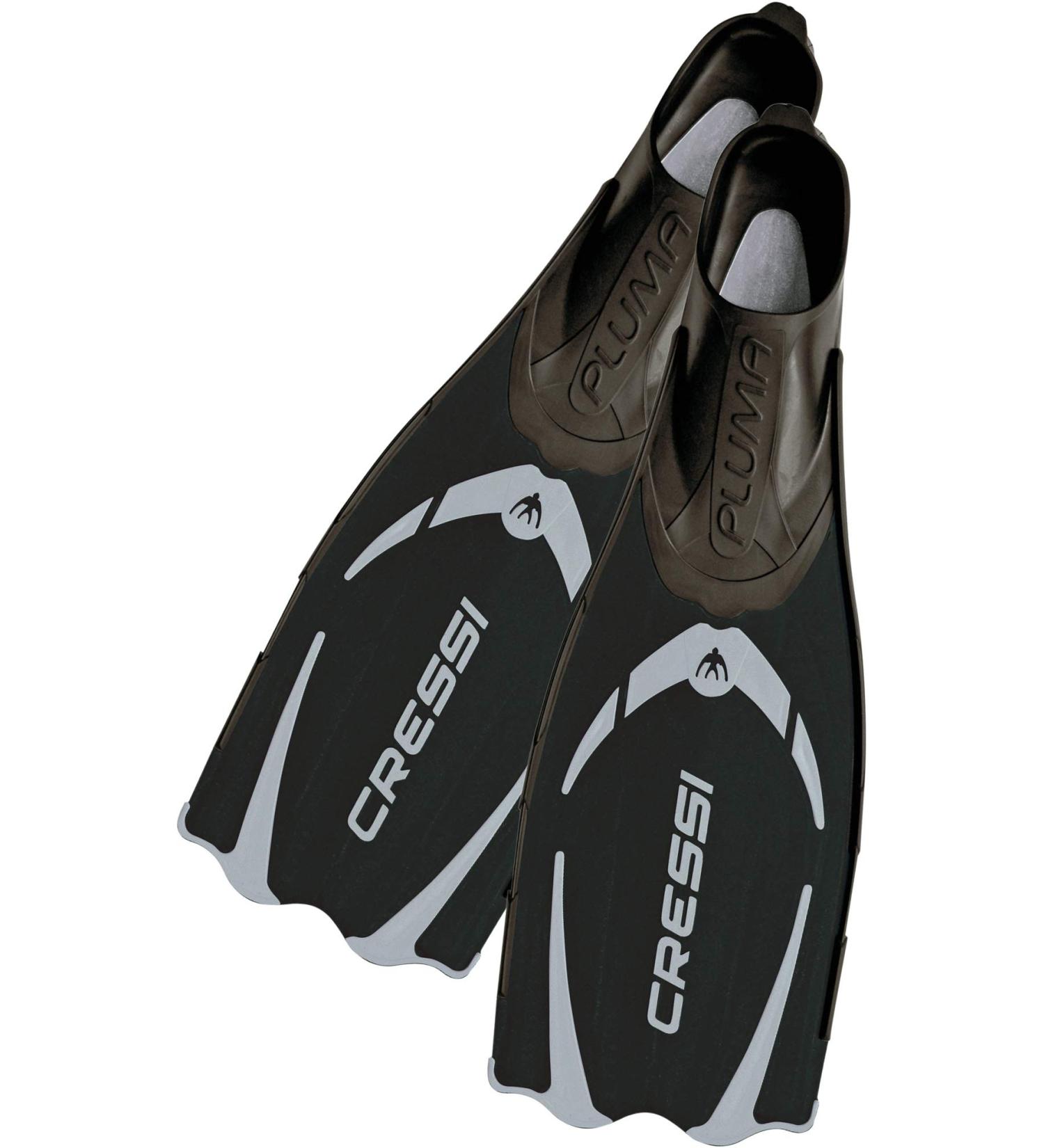 Cressi Pluma Full Foot Snorkeling Fins - EU 41/42 | US Man 8/9 | US Lady 9/10 Black/Silver - Buy Online on SooperMarket.com