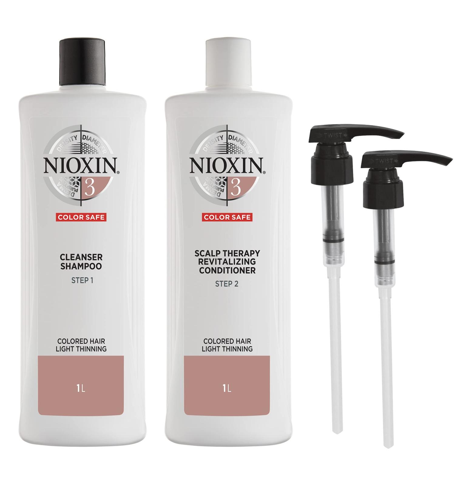 Nioxin System 3 Shampoo & Conditioner Prepack for Color Treated Hair - 33.8 fl oz with Light Thinning Pumps - Buy Online on SooperMarket.com