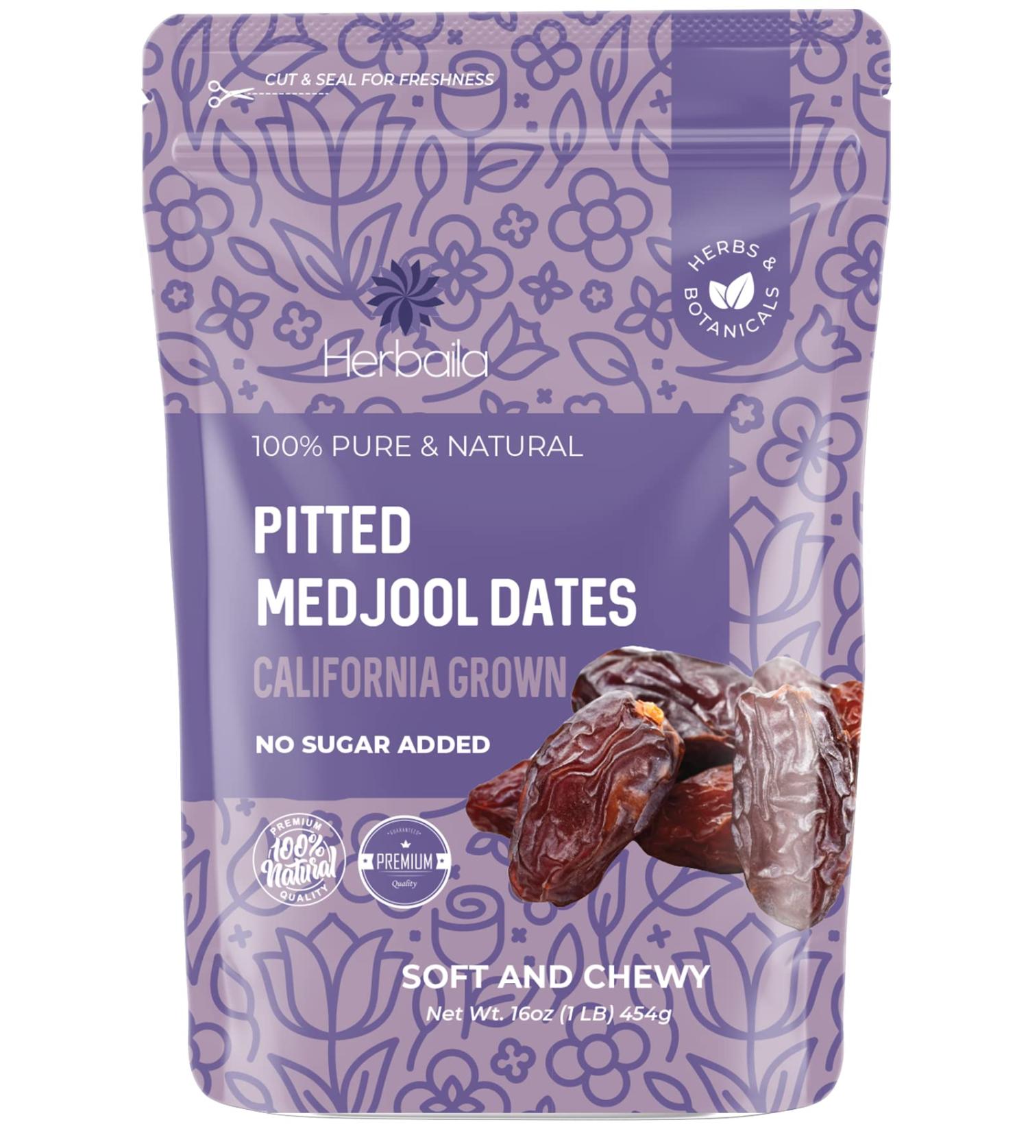 Fresh California Medjool Dates 1 lb - Pitted, Extra Fancy & Non-GMO - Sweet & Chewy Fruit Snack - No Added Sugar - Natural & Delicious - Buy Online on SooperMarket.com