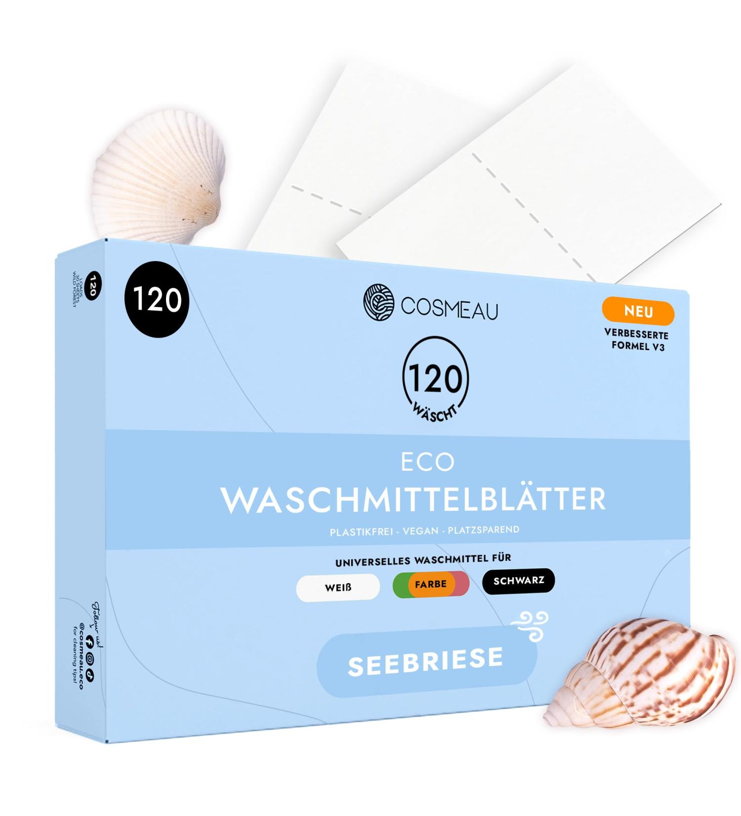 Cosmeau Sustainable Detergent Leaves - 120 Washes Eco-Friendly & Plastic-Free Travel Solution for White Color & Black Laundry - Buy Online on SooperMarket.com