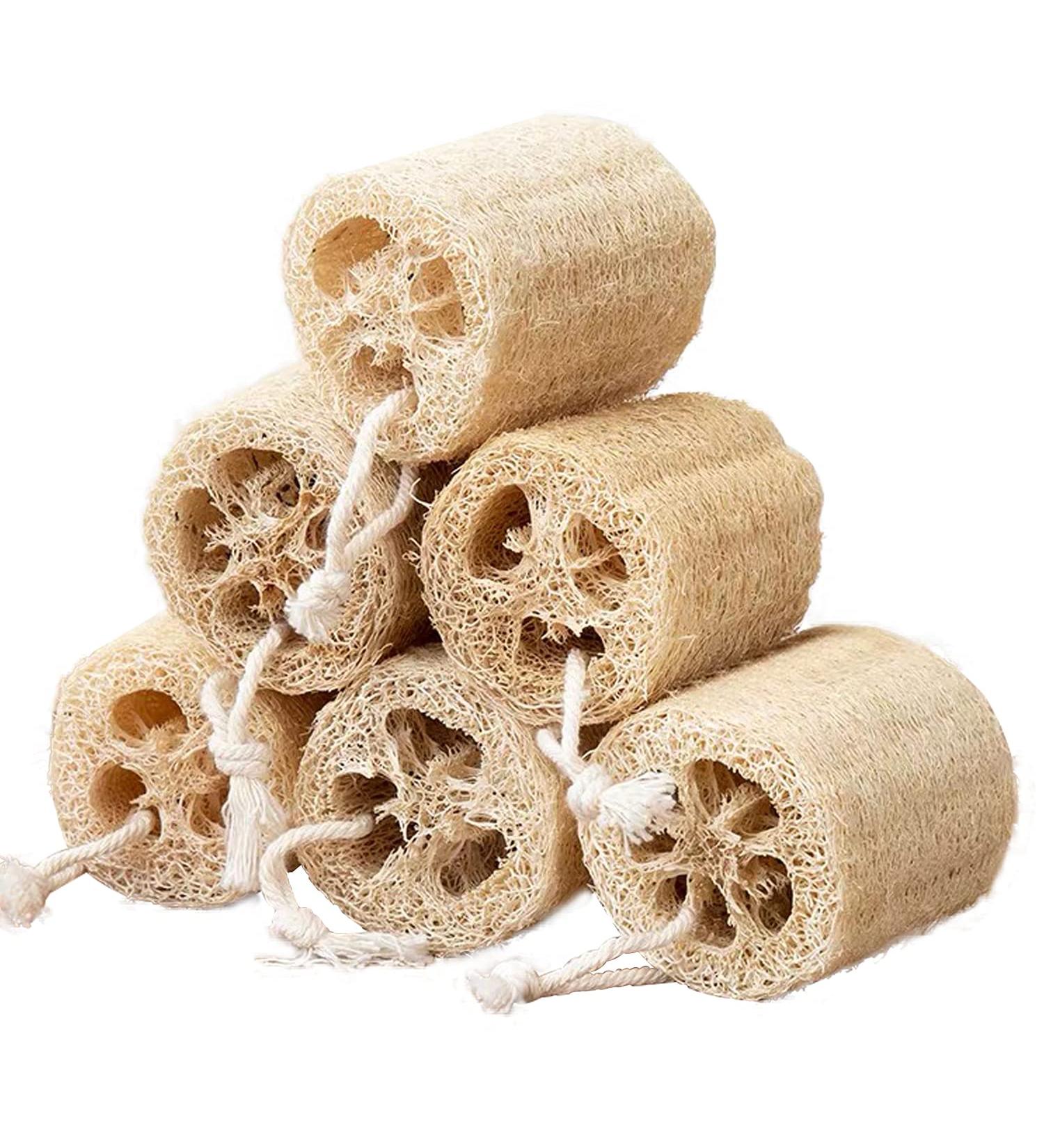 Natural Loofah Sponge Shower Exfoliating Bath Body Scrubber - 6pcs - Buy Online on SooperMarket.com