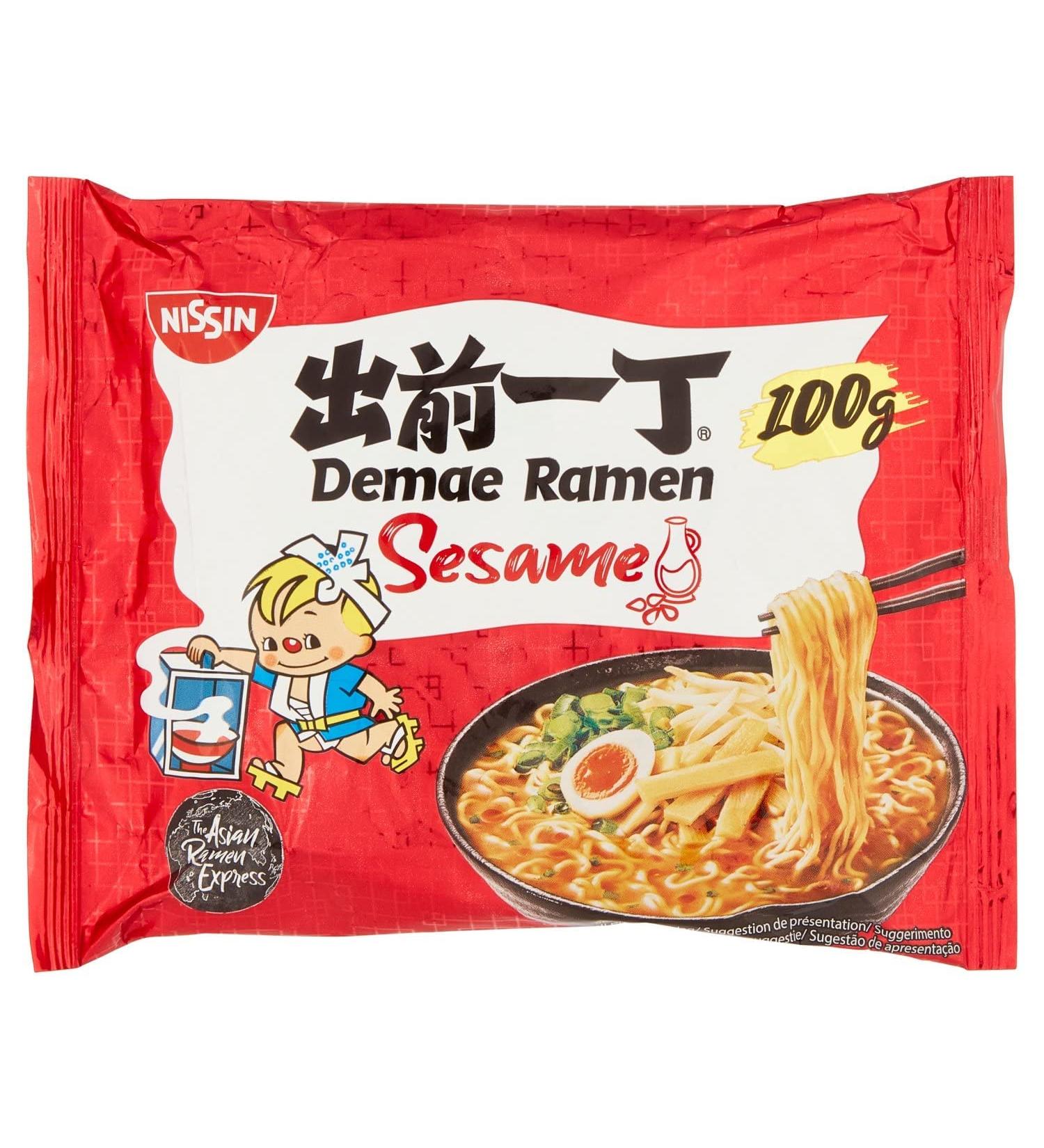 Nissin demae ramen-sesame single pack instant pasta of Japanese with sesame oil & Asian spices quickly & simple prepared Asian food (1 x 100 g)