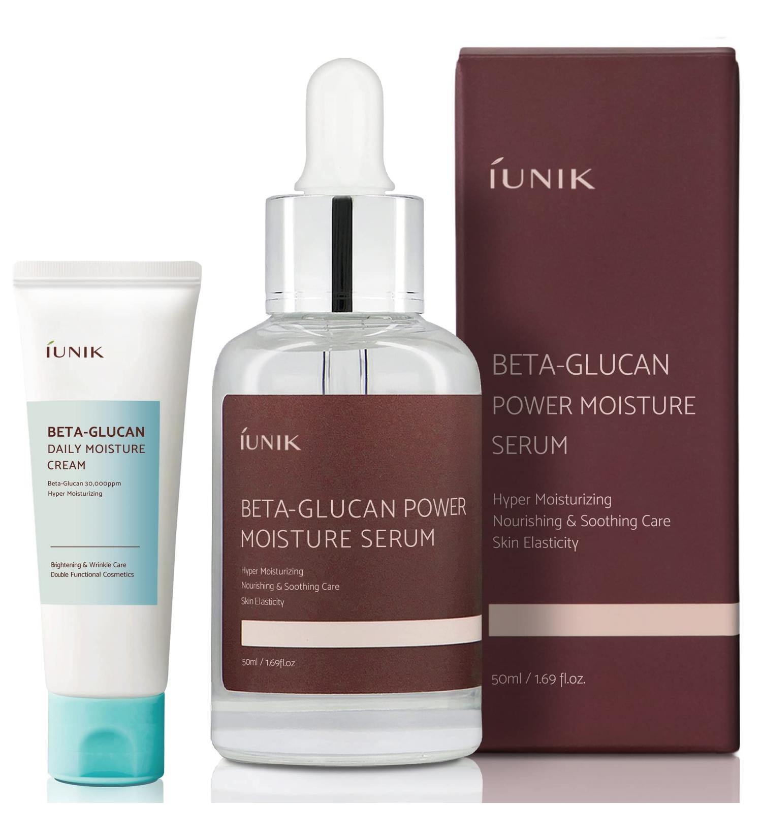 IUNIK Beta-Glucan Power Serum 400 000 ppm Intense Hydration for Dry, Mature, and Sensitive Skin Vegan Korean Skincare with Mushroom Yeast Extracts Cell Regenerating and Lifting Formula - Buy Online on SooperMarket.com