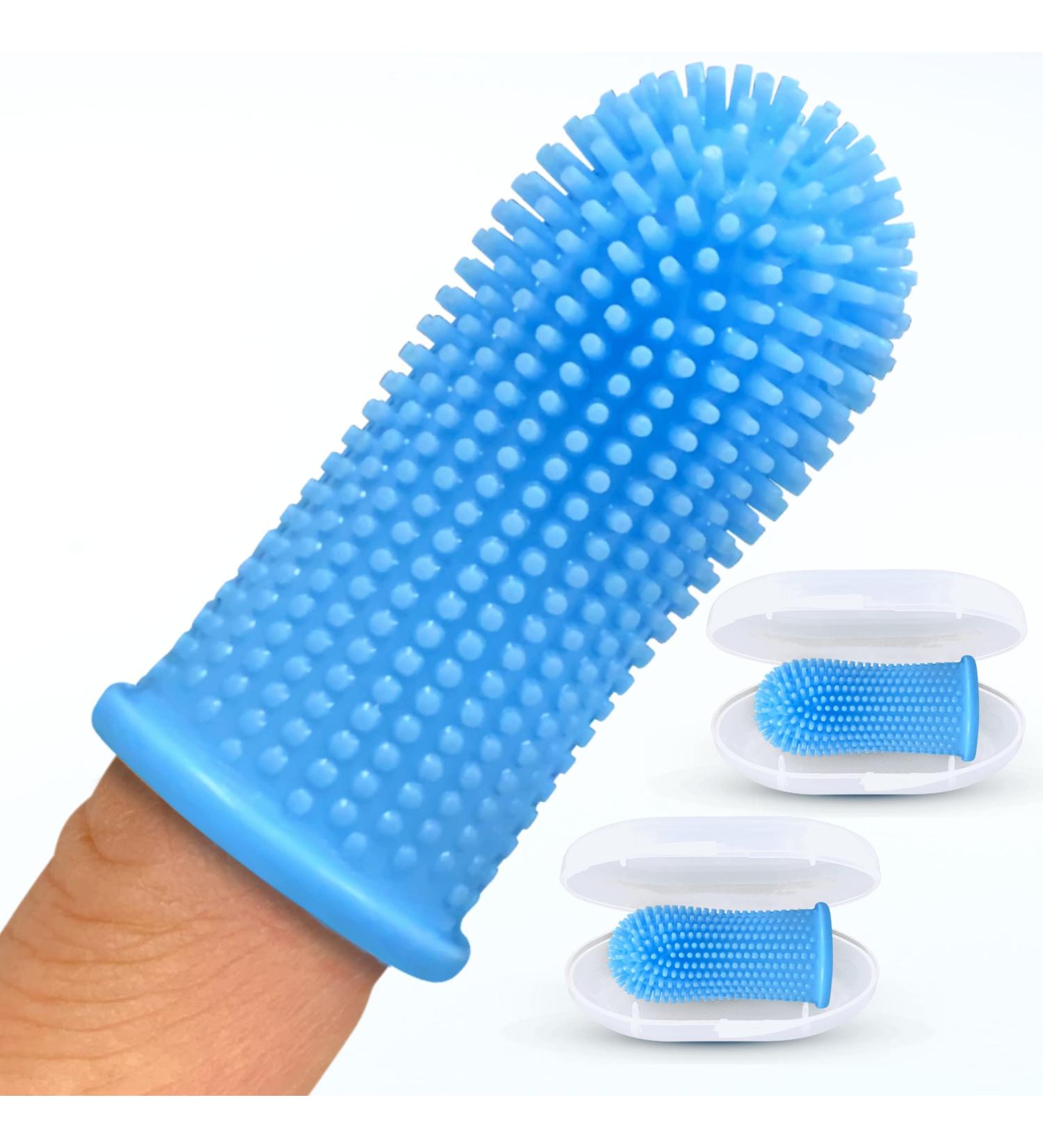 Jasper 360 Finger Toothbrush Kit for Pets - Full Surround Bristles, Dental Care for Puppies, Cats - Blue 2-Pack - Buy Online on SooperMarket.com