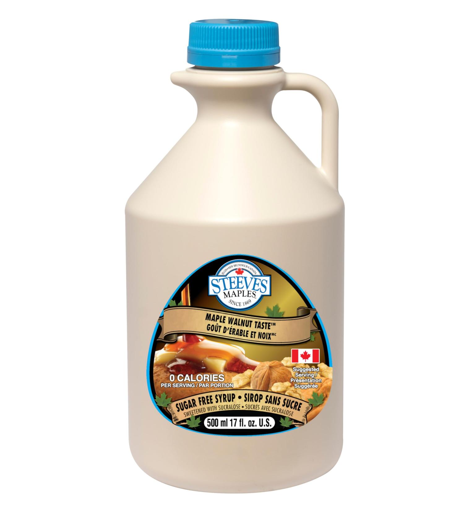 Steeves Maples Sugar Free Syrup - Maple Walnut - 500ml | Keto Friendly 0g Net Carbs 0 Calories per Serving Diabetic Friendly (Maple Walnut 500ml)
