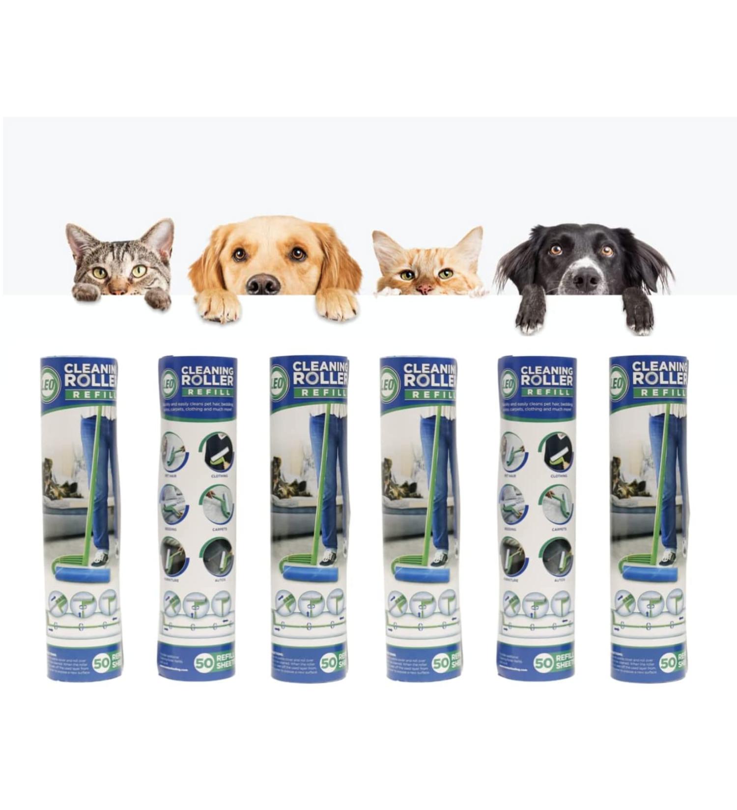Leo Cleaning Lint Roller Refills - 6 Packs, 300 Sheets for Pet Hair Removal | Fits Most Large Rollers | Ideal for Dog and Cat Hair | Mega 10 in Wide Rollers - Buy Online on SooperMarket.com