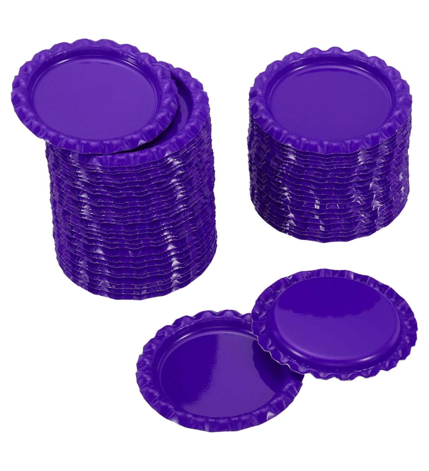 PATIKIL 1 Inch Flat Decorative Bottle Caps 50 Pack Craft Bottle Pendant Trays Double Sides Printed for DIY Pendants Craft Scrapbooks Purple - Buy Online on SooperMarket.com
