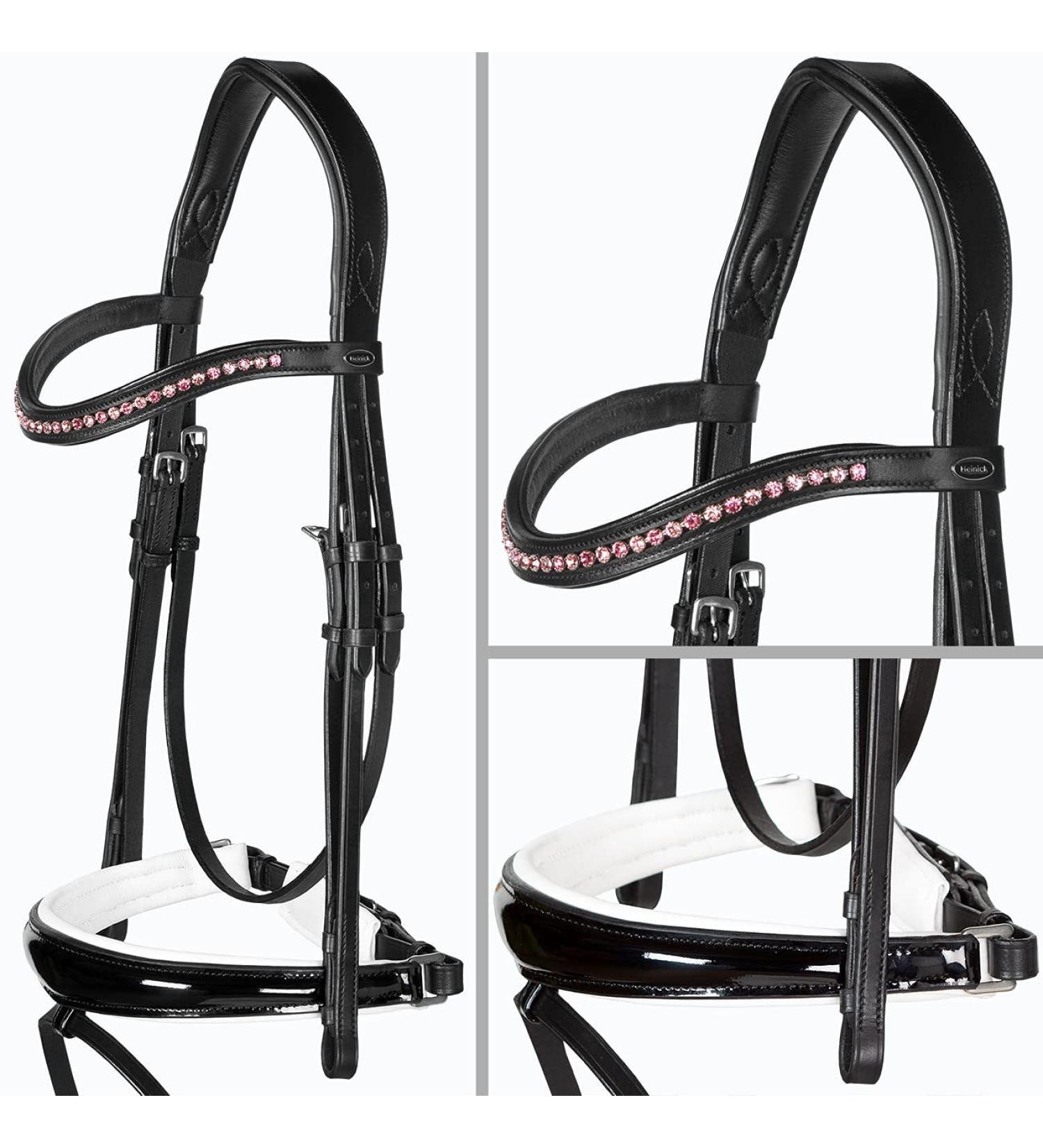 Heinick-Reitsport bridle anatomical Performance white lacquer conical RH bridle hook Warmblood Selection (Rose)