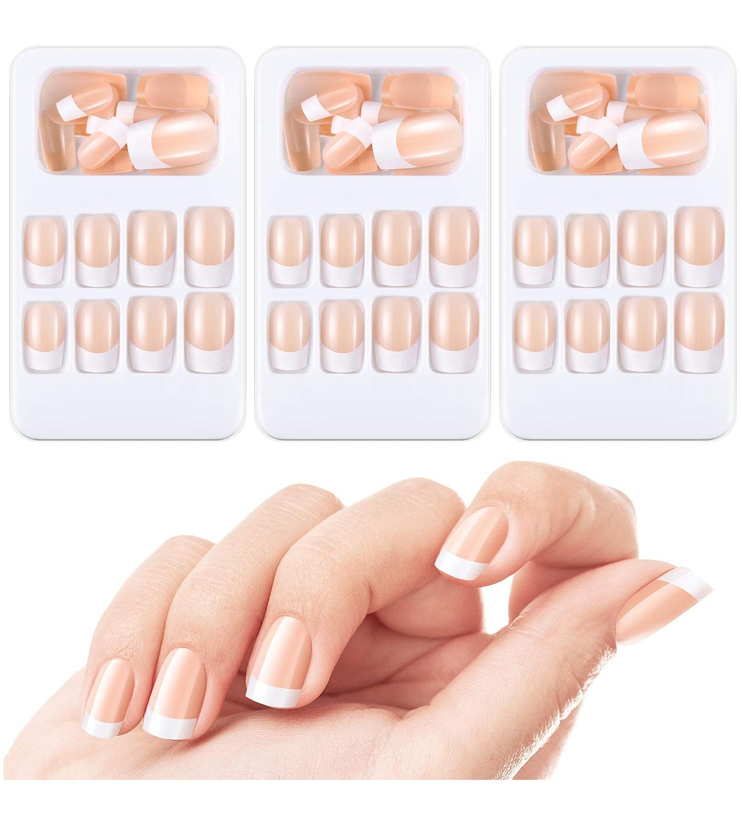 72 Pieces French Artificial Nails - Short & Medium-Sized Fake Acrylic Fingernails Set with Nail Files & Accessories for Nail Art - Perfect for All Sizes - Buy Online on SooperMarket.com