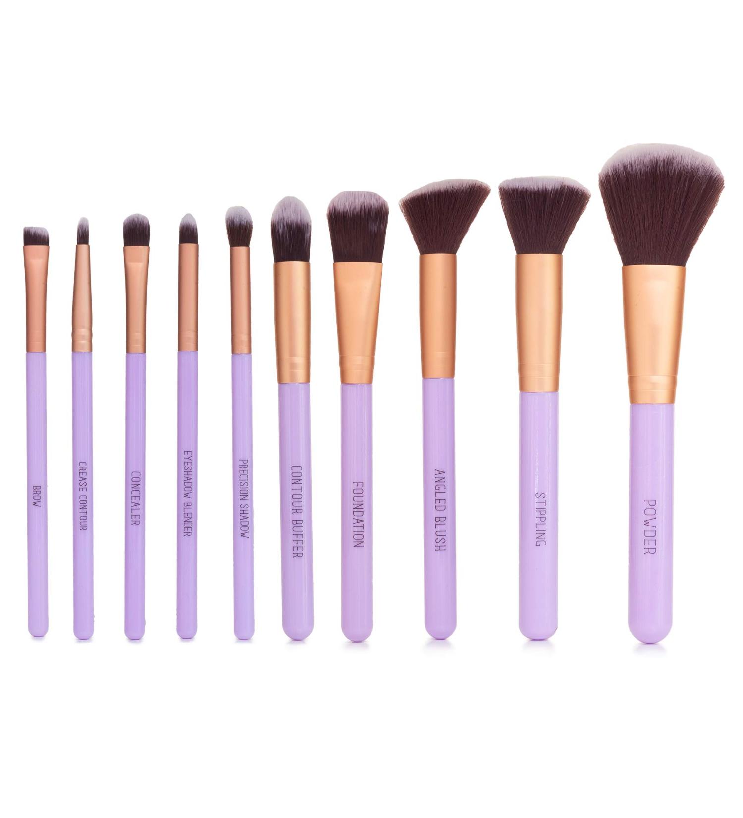 Nicole Miller 10 Piece Makeup Brush Set | Premium Foundation & Eye Brushes | Perfect Gift (Purple - Buy Online on SooperMarket.com