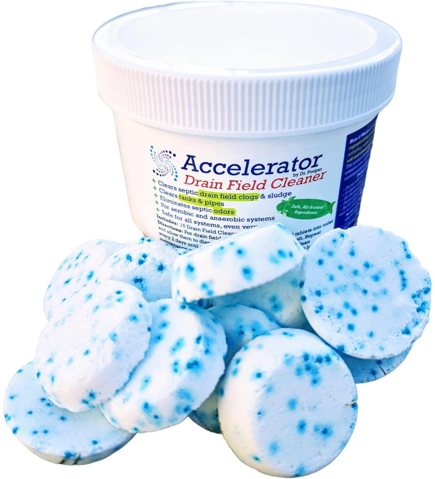 Dr. Pooper Drain Field Cleaner: Clear Clogs & Sludge, Eliminate Odors, and Maintain Clean Septic System with Easy Flush Tablets - Buy Online on SooperMarket.com