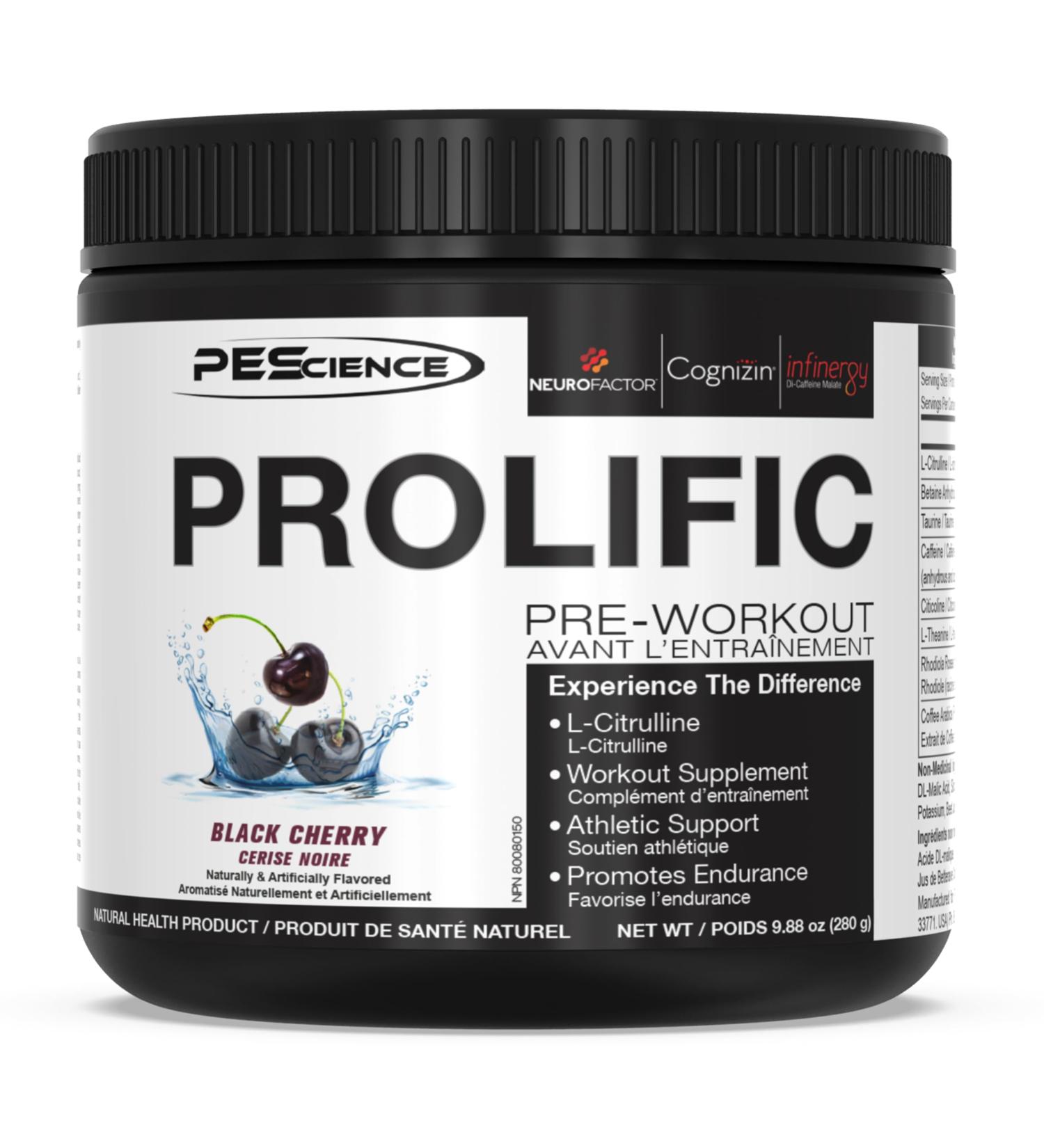 PEScience Prolific Pre Workout Powder Black Cherry 280g - Buy Online on SooperMarket.com