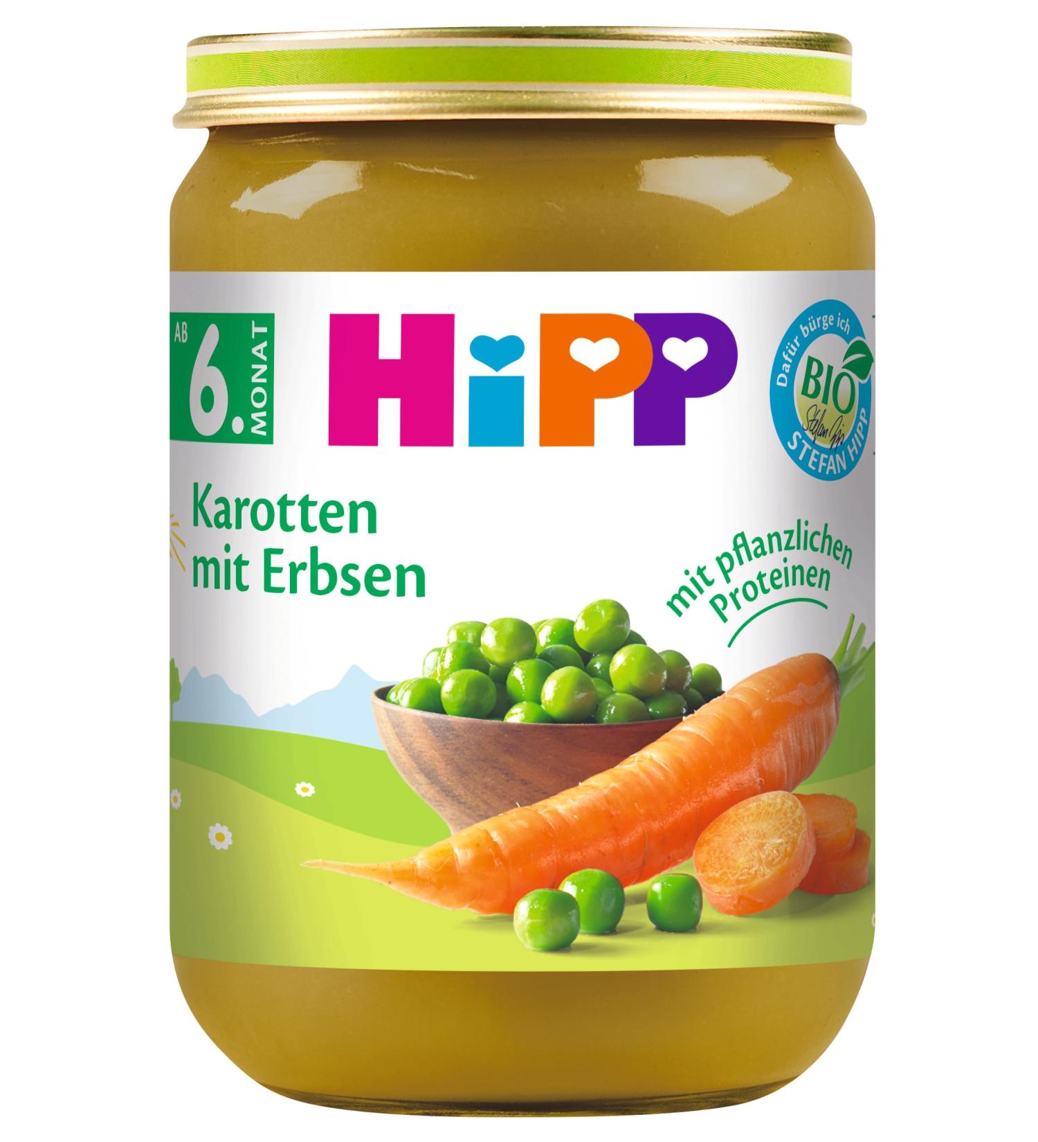 HiPP Organic Vegetable Carrots with Peas Pack of 6 (6 x 190 g)