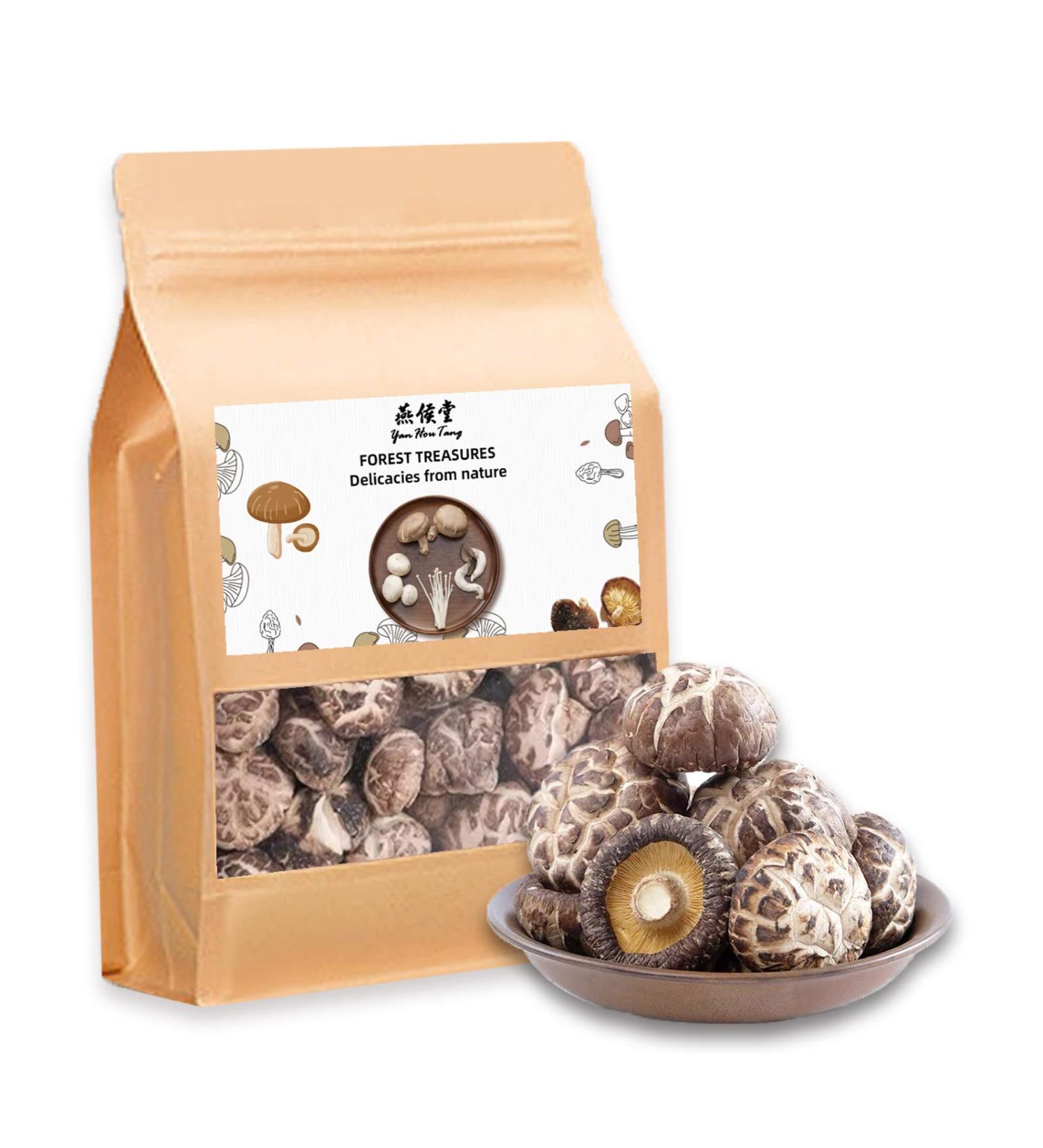 YanHouTang White Flower Shiitake Mushrooms 4 Oz - Premium Dried Mushrooms, Rich in Protein, All Natural & Nutritious, Soft Texture, Fresh Flavor - Buy Online on SooperMarket.com