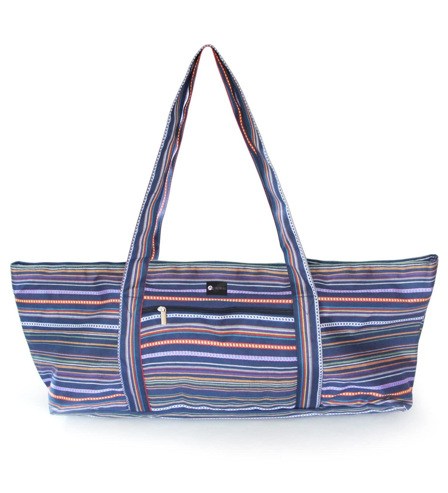 AURORAE Yoga Mat Tote Bag - Extra Wide for Most Yoga Mats & Accessories, Navy Multi - One Size - Buy Online on SooperMarket.com