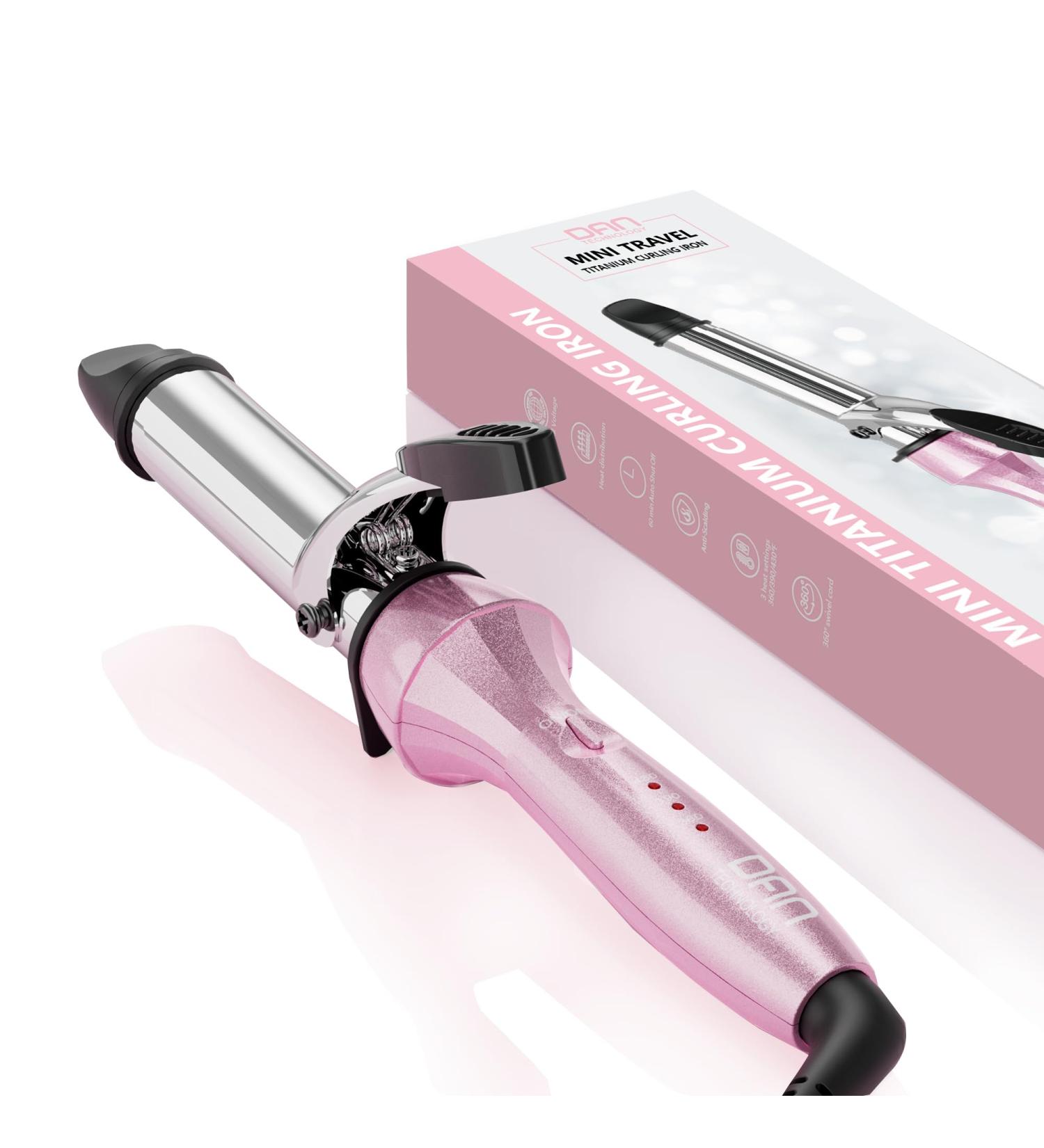 DAN Technology 1-Inch Titanium Curling Iron - Dual Voltage Travel Hair Curler in Pink | International Shipping Available - Buy Online on SooperMarket.com