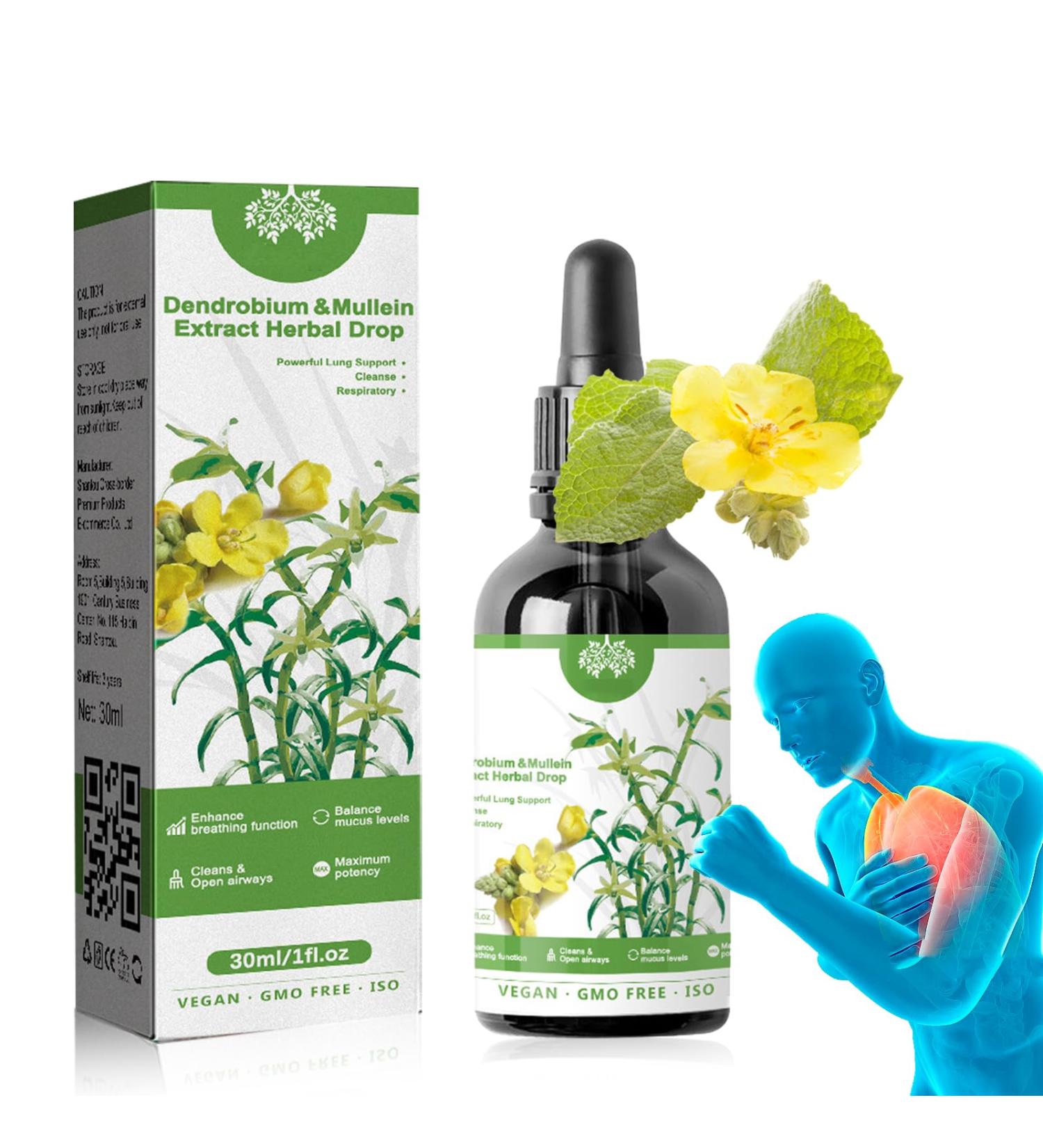 Clearbreath Dendrobium & Mullein Extract Drops - Herbal Lung Health Essence (1 Pcs) - Buy Online on SooperMarket.com