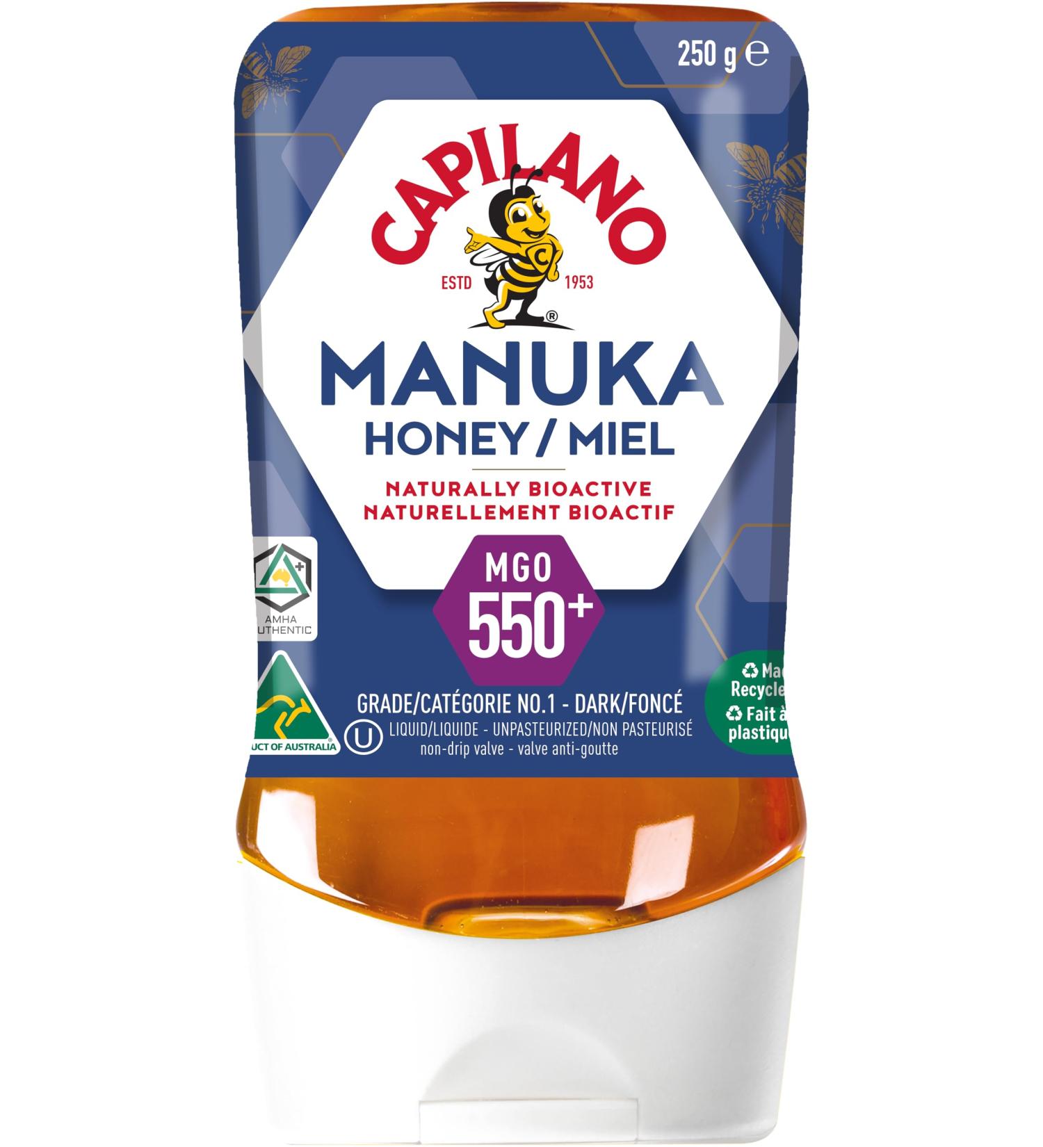Capilano Active Manuka Honey 100% Pure Australian Premium Manuka Honey MGO550+ 250g - Buy Online on SooperMarket.com