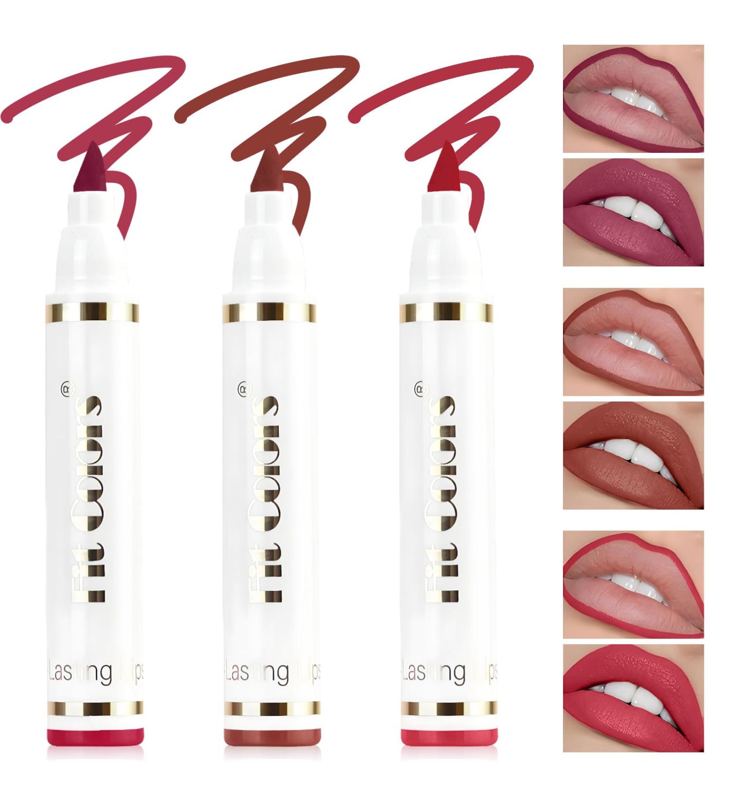 Buy 3 Colors Lip Stain Pen - Long Lasting Matte Lip Tint & Waterproof Lip Makeup | International Shipping Available - Buy Online on SooperMarket.com