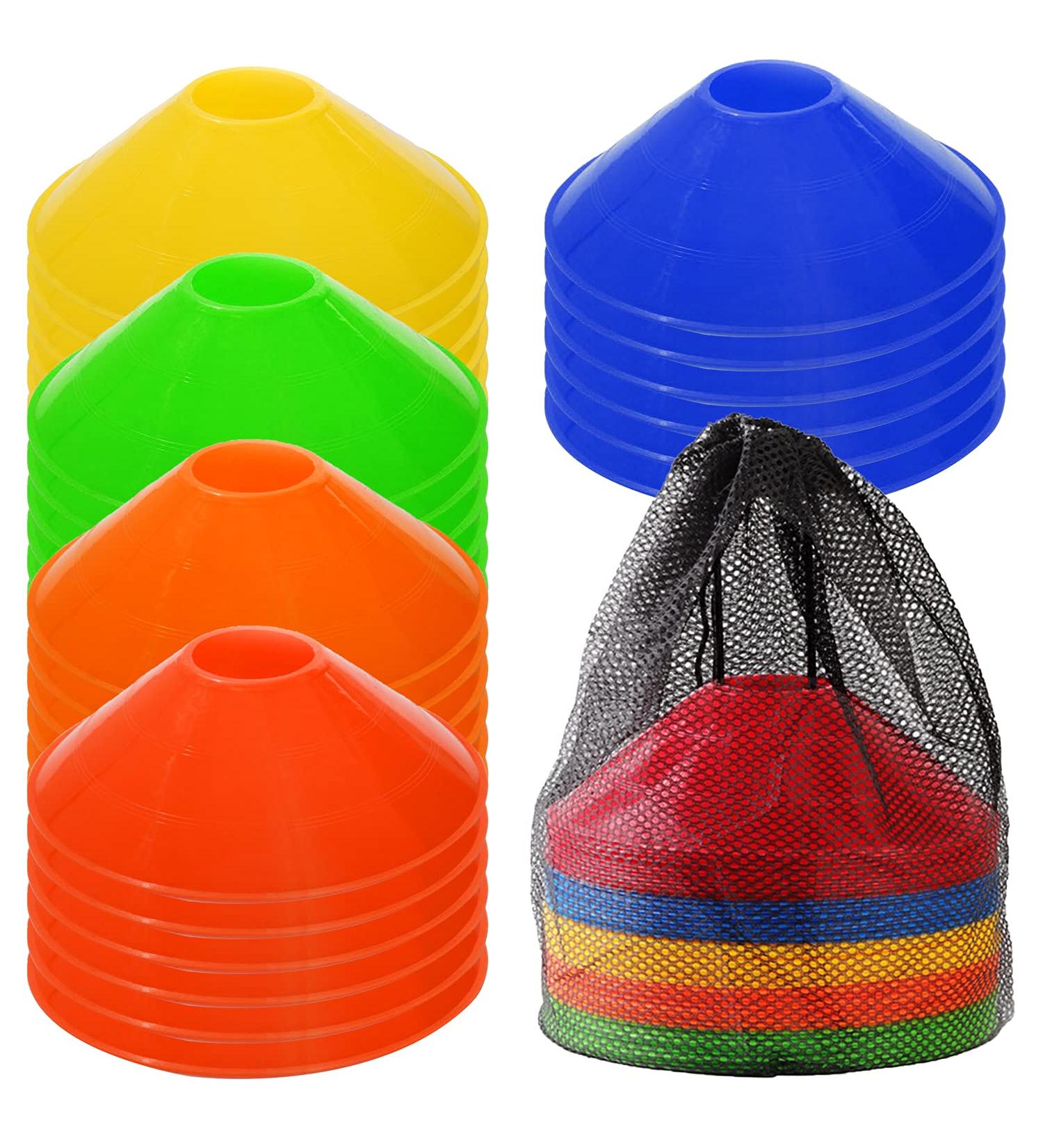 Jyongmer 30 Pcs Disc Cones Training Set with Carry Bag - Soccer, Football, Basketball Agility Cone Markers for Kids Sports - Thickened Version 22g - Buy Online on SooperMarket.com