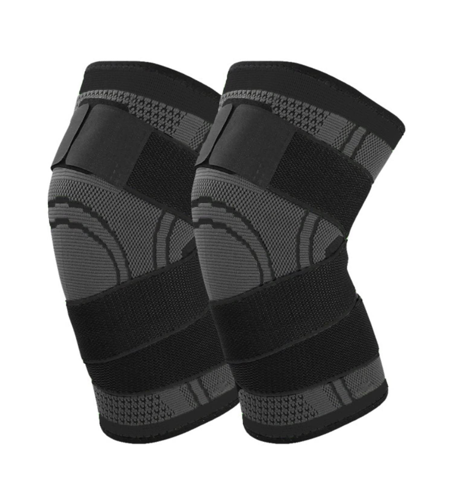 Sports Knee Support - Adjustable Straps Pain Relief for Men & Women 2-Piece Set for Meniscus Tear Arthritis Running & Climbing (Black M) - Buy Online on SooperMarket.com