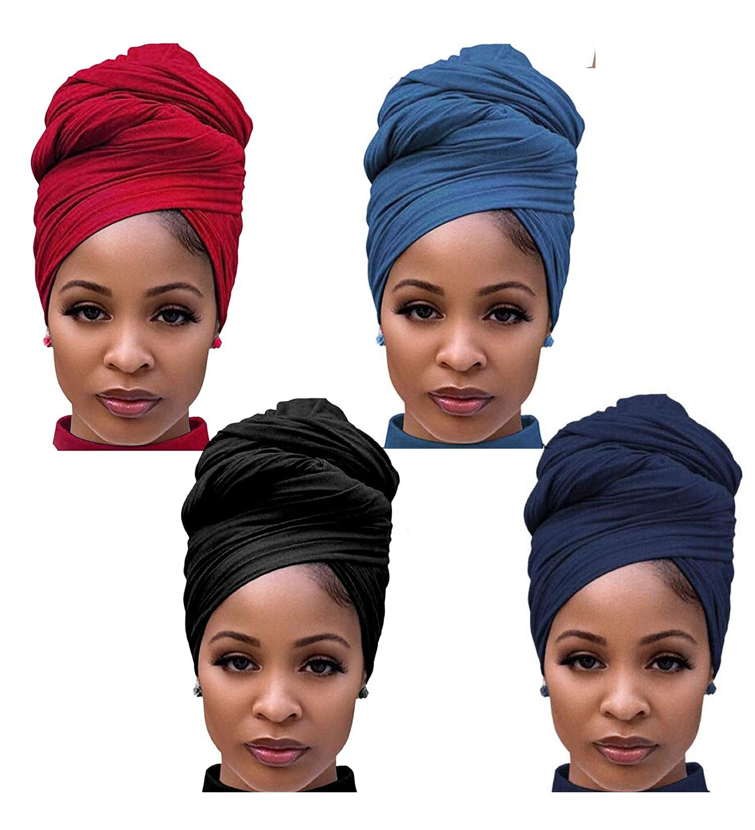 Youme Stretch Jersey Turban Head Wrap for Women - Soft, Breathable Scarf in Black, Navy Blue, Red - Buy Online on SooperMarket.com