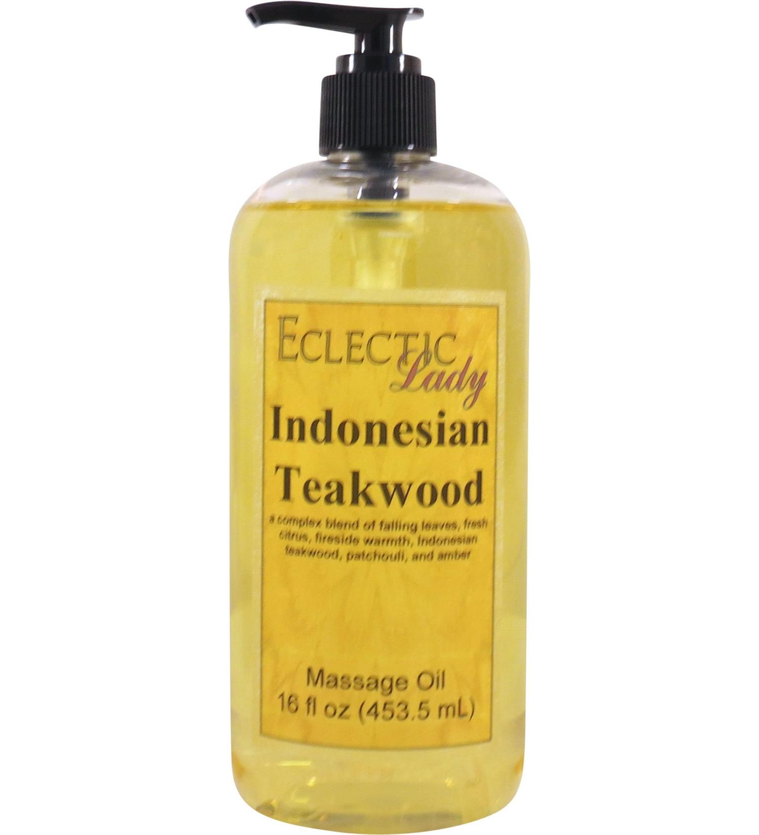 Indonesian Teakwood Massage Oil 16 oz | Sweet Almond & Jojoba Oils | Preservative Free | Ideal for Aromatherapy & Relaxation - Buy Online on SooperMarket.com