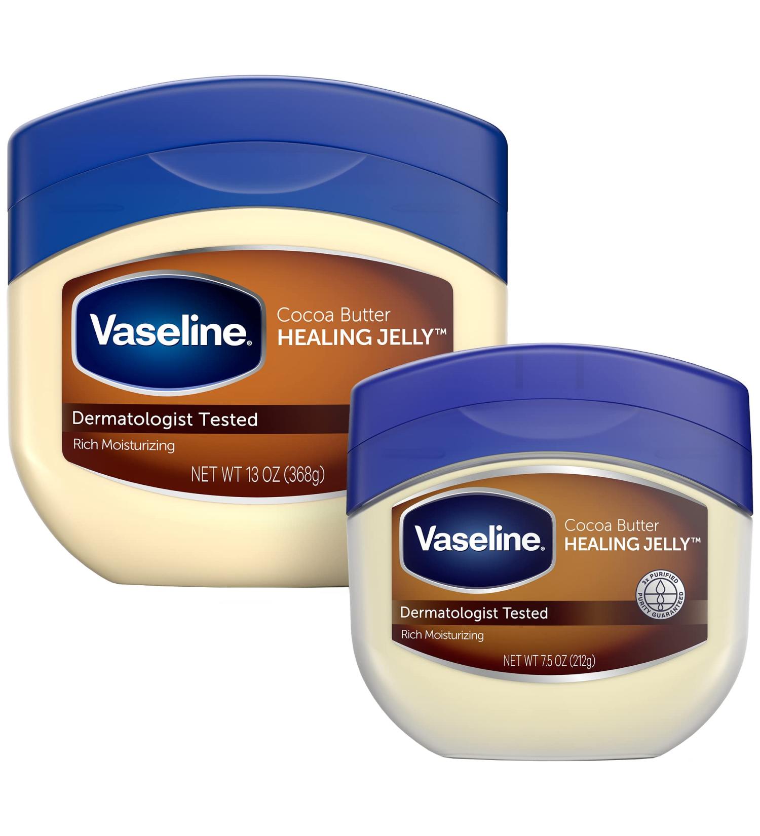 Vaseline Cocoa Butter Healing Jelly - Moisturizing & Nourishing for Dry Skin - Dermatologist Tested - 13 oz and 7.5 oz (Pack of 2) - Buy Online on SooperMarket.com