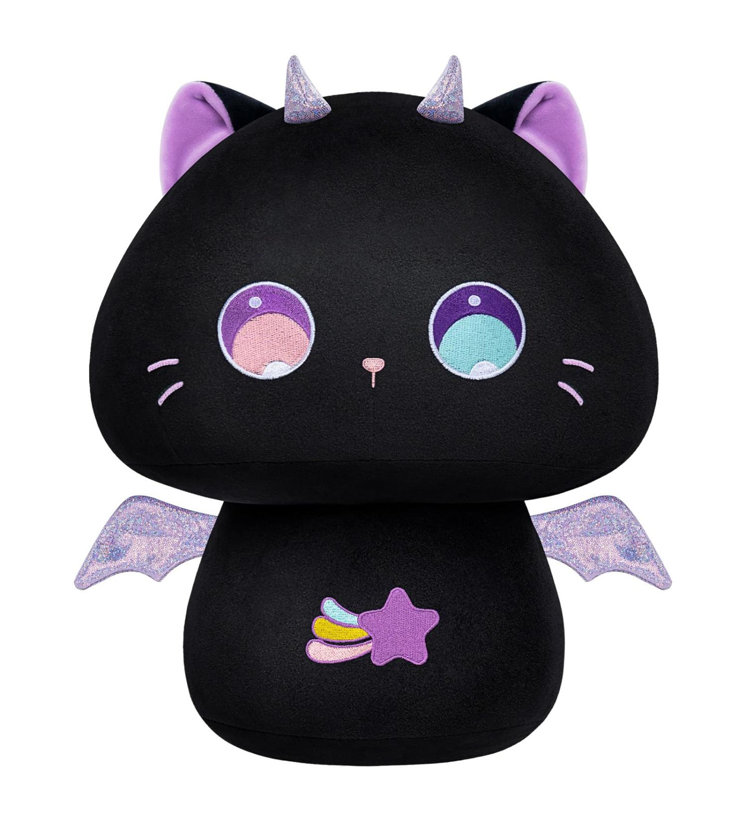 Mewaii 14'' Soft Purple Big Eyed Cat Mushroom Pillow Stuffed Animal Plush - Cuddly Cat Plush Toy for Kids - Buy Online on SooperMarket.com