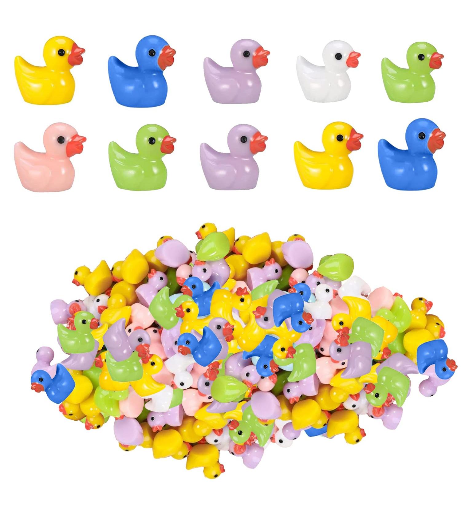100Pcs Mini Resin Ducks Multicolor Landscape Decorations - Miniature Duck Figures for Home, Garden, Aquarium - Hide Prank Game Dollhouse Decor - 6 Color Assortment - Buy Online on SooperMarket.com