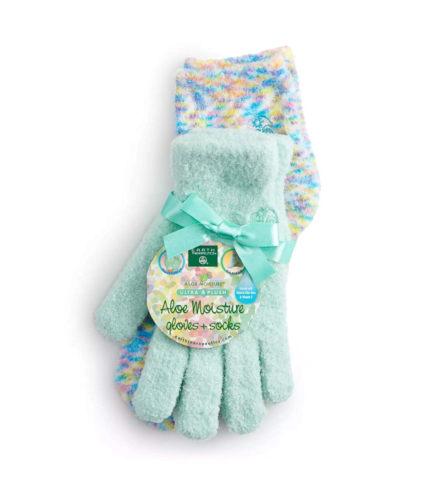 Earth Therapeutics Aloe Moisture Gloves & Socks Set - Confetti/Celedon | Hydrating Skincare for Hands and Feet - Buy Online on SooperMarket.com