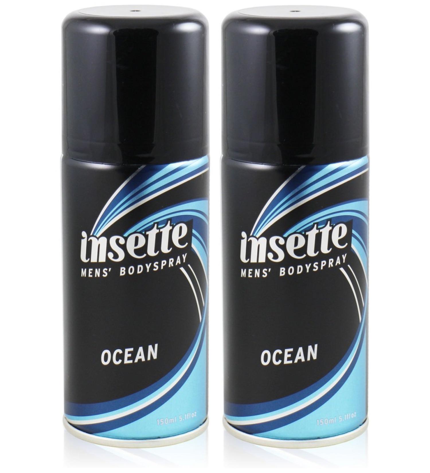 x2 Insette OCEAN Mens Deodorant BODY SPRAY 150ml