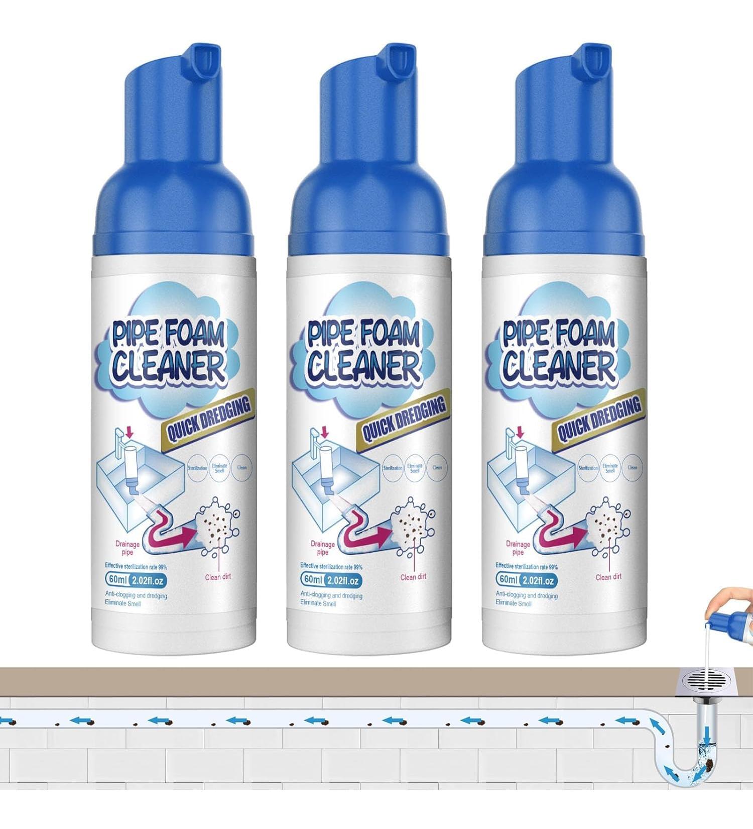 Foam Drain Cleaner Kitchen Toilet Sink Blockage Remover Deodorant Kitchen washbasin Toilet Pipe Quick Cleaner Suitable for Kitchen drains bathtubs Sinks 3pices - Buy Online on SooperMarket.com