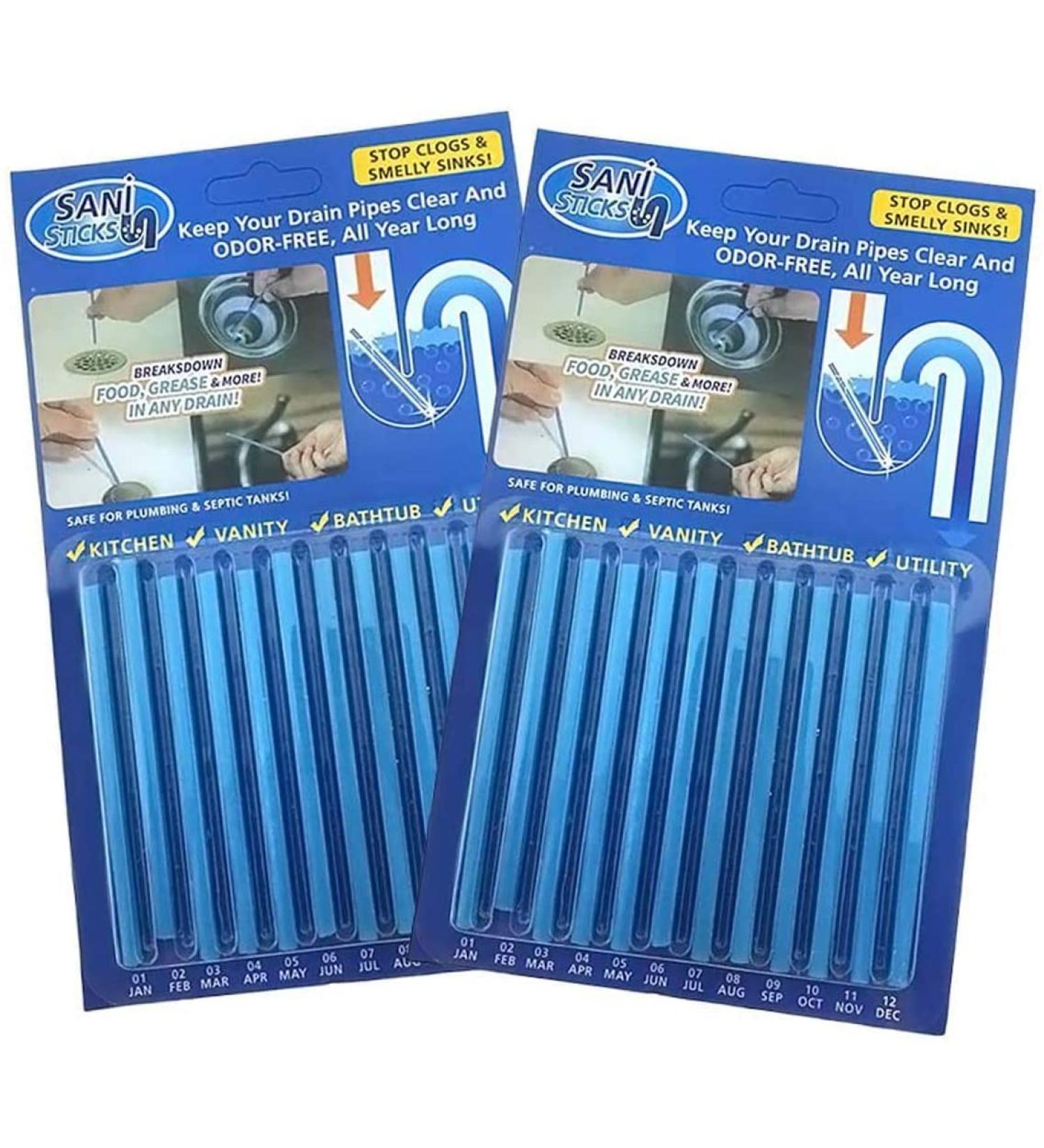 24 Pcs Drain Cleaner Sticks Sink Deodorizer - Clear Pipes, Eliminate Odors - As Seen On TV - Buy Online on SooperMarket.com