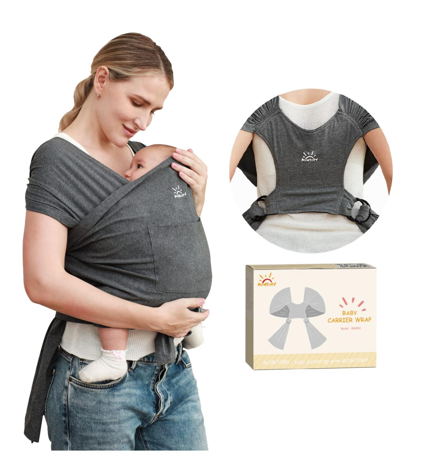 Baby Wraps Carrier | Breathable Hands-Free Sling for Newborn to Toddler | Adjustable Dark Grey Baby Carrier - Buy Online on SooperMarket.com