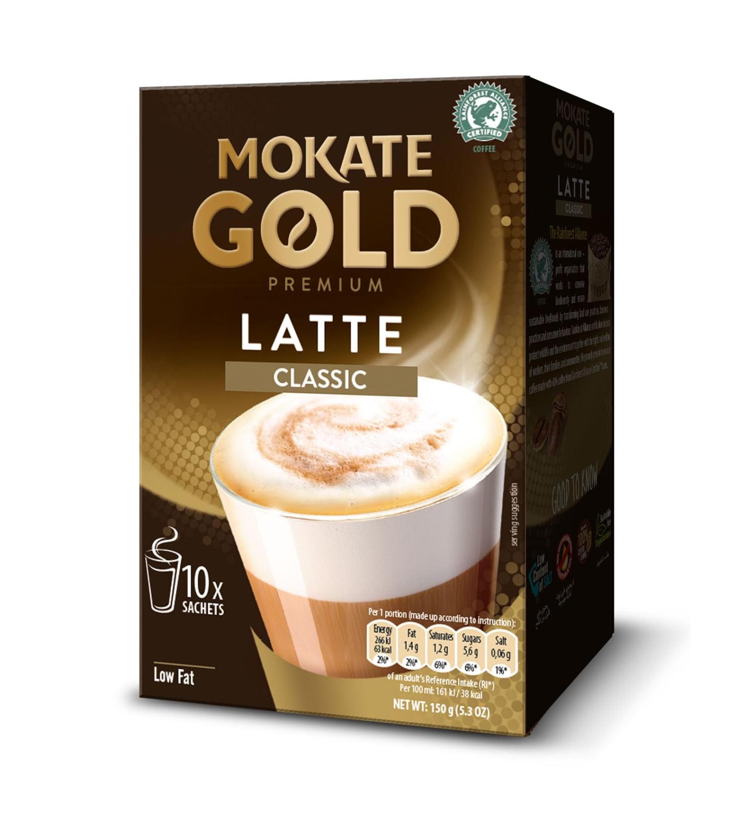 Mokate Gold Premium Latte Classic Flavour Skimmed Milk Powder **6X 10x sachets** - Buy Online on SooperMarket.com