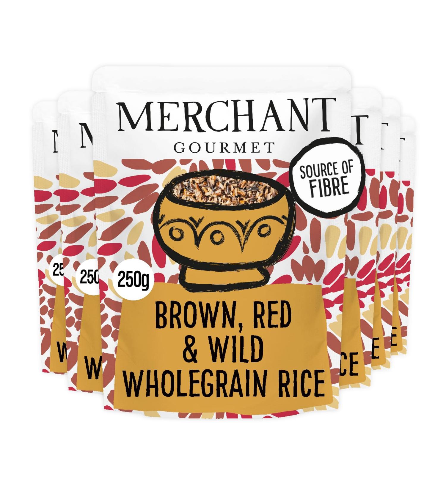 Merchant Gourmet Brown Red Wild Microwave Rice - Pack of 6 x 250g Pouches - Buy Online on SooperMarket.com