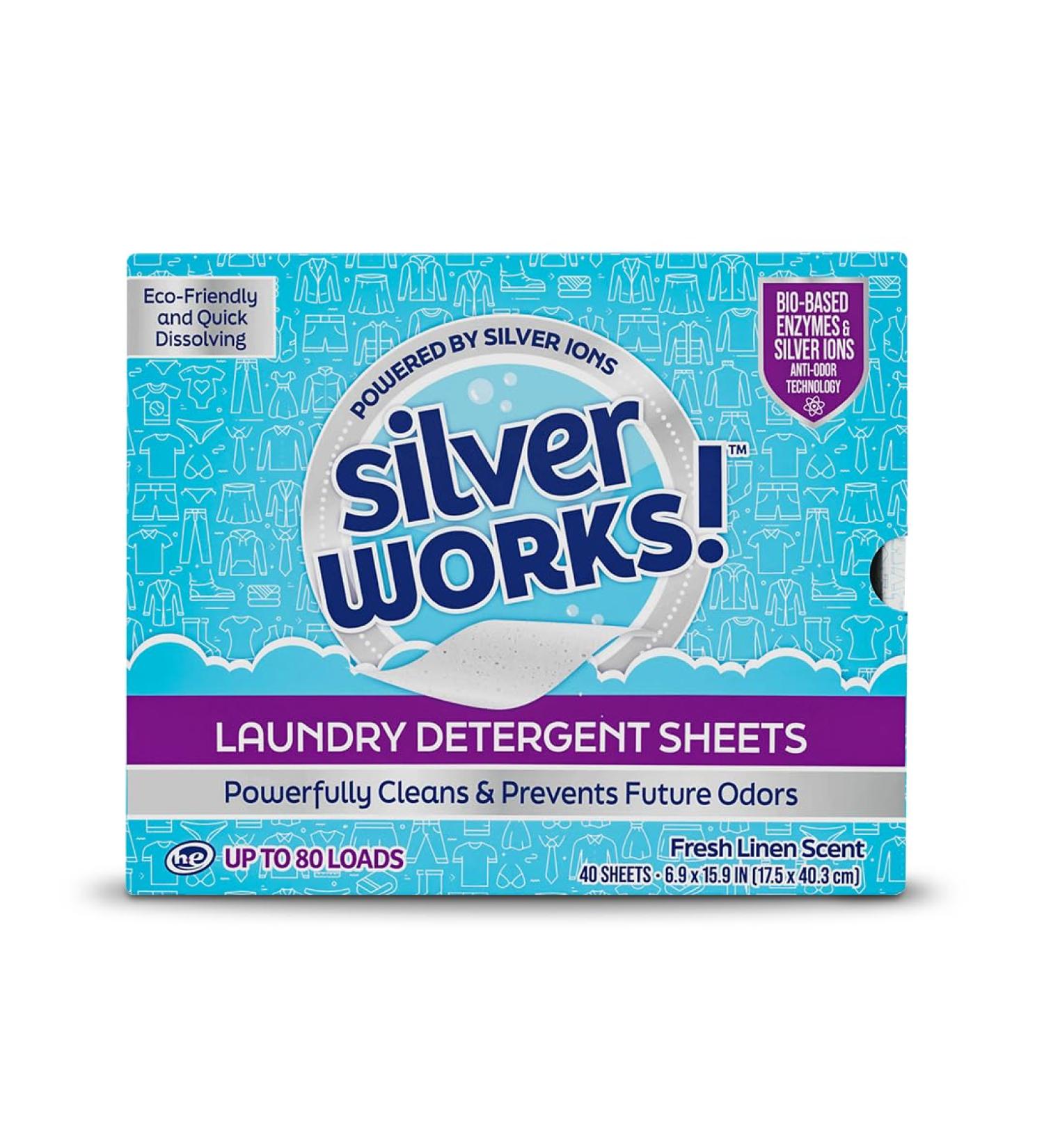 Premium Laundry Detergent Sheets - Silver Ion Odor Elimination | Powerful Fresh Linen Washer Sheets (40 Sheets - Buy Online on SooperMarket.com