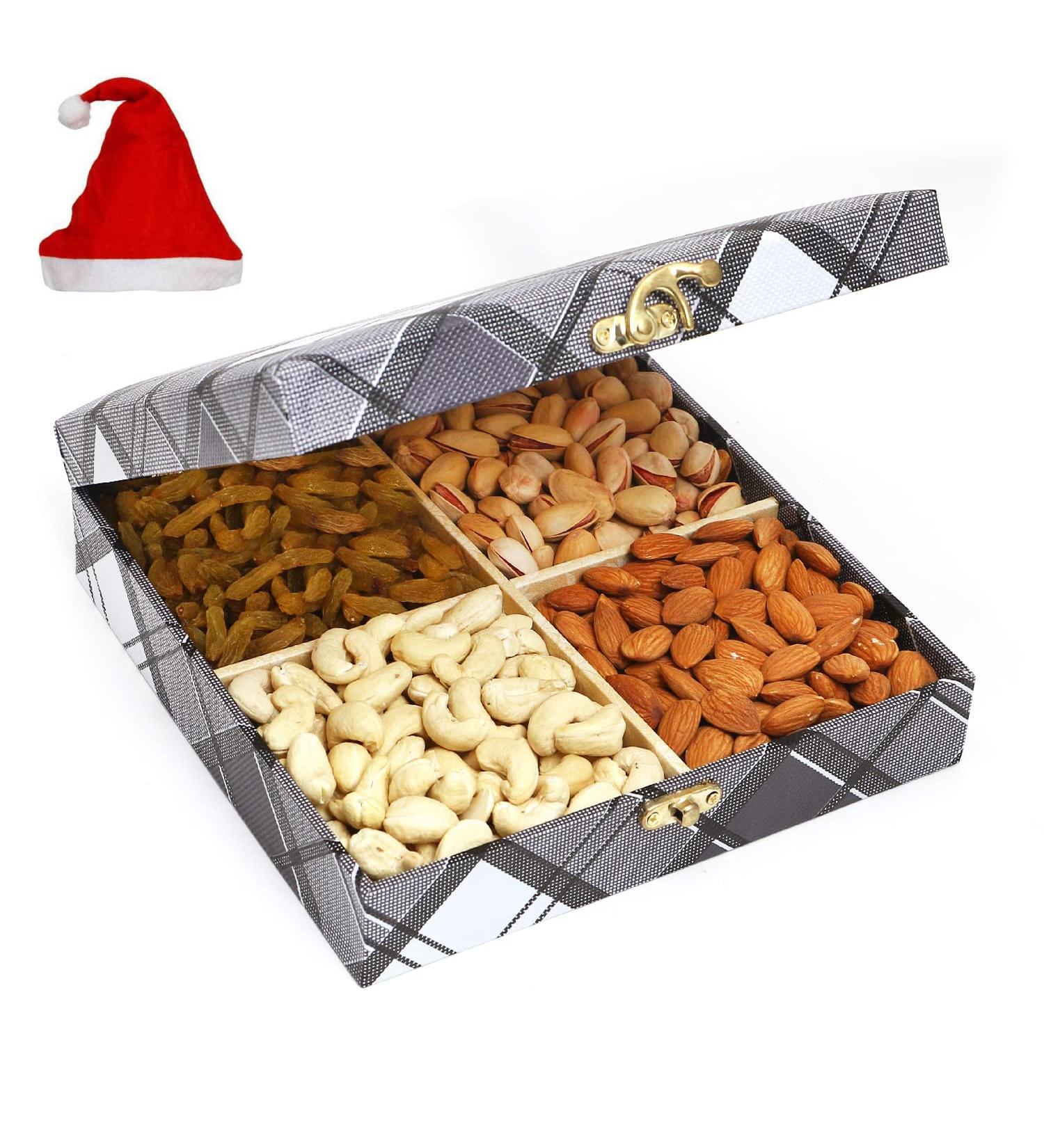 Jaiccha Ghasitaram Christmas Gifts Cross Check Wooden Dryfruits Box Cross Check Wooden Dryfruits Box Cap - Buy Online on SooperMarket.com