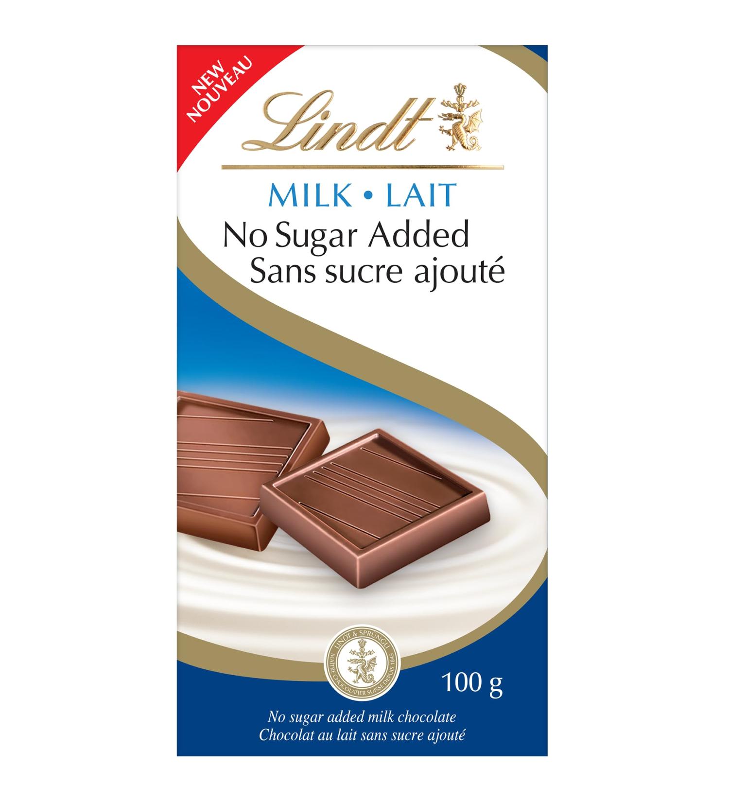 Lindt No Sugar Added Milk Chocolate Bar 100 Grams - Buy Online on SooperMarket.com