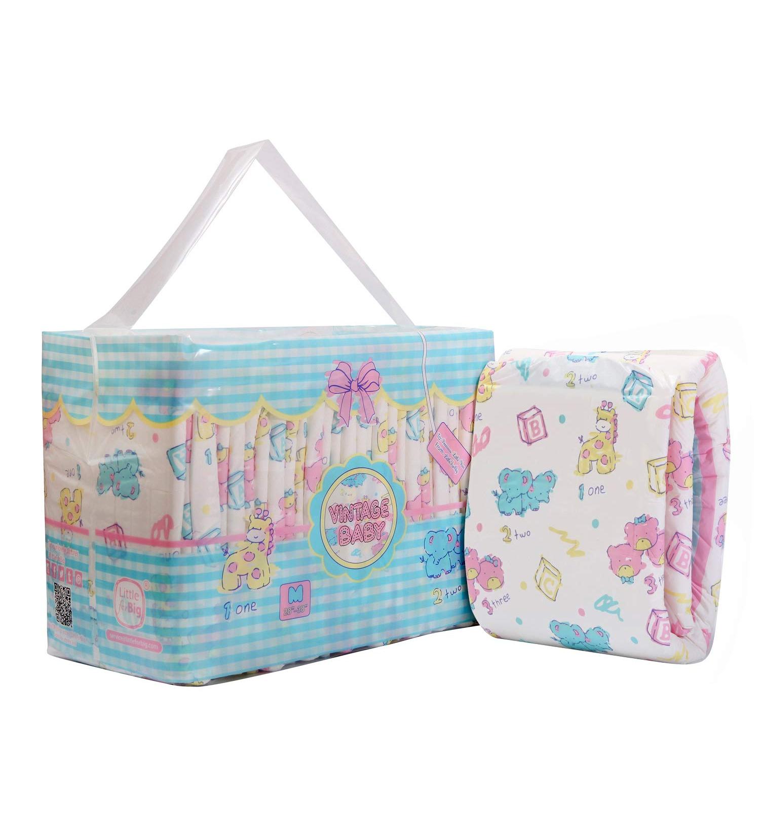 LittleForBig Adult Brief Diapers - Vintage Baby Print 10 Pack | ABDL Diaper Lover Essentials - Buy Online on SooperMarket.com