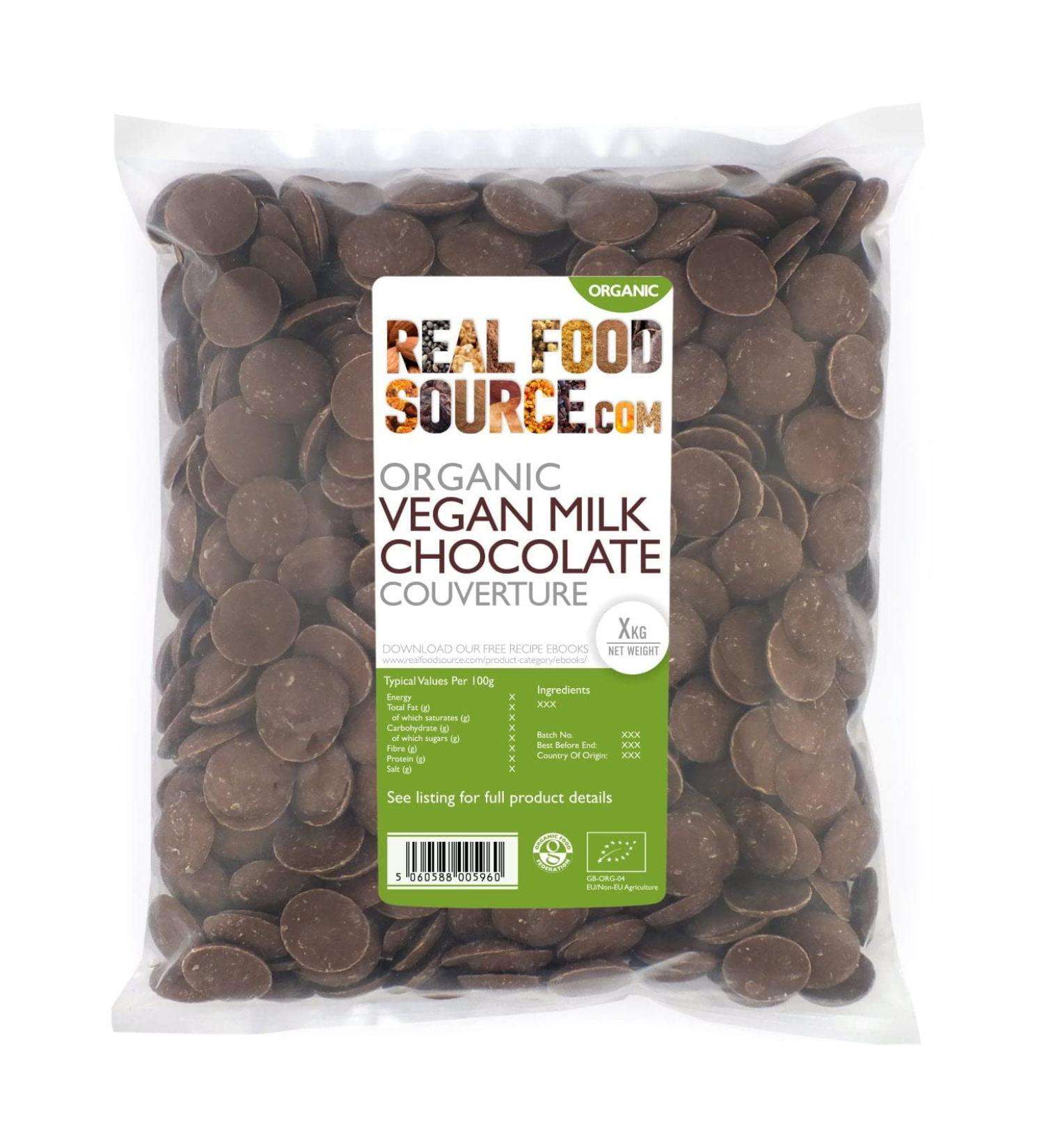 RealFoodSource Organic Vegan Milk Chocolate Couverture Drops 2kg