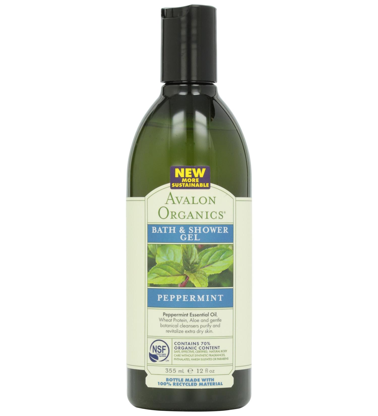 Avalon Organic Botanicals Mint Bath & Shower Gel - 12 oz | Natural Skincare for Refreshing Cleansing - Buy Online on SooperMarket.com