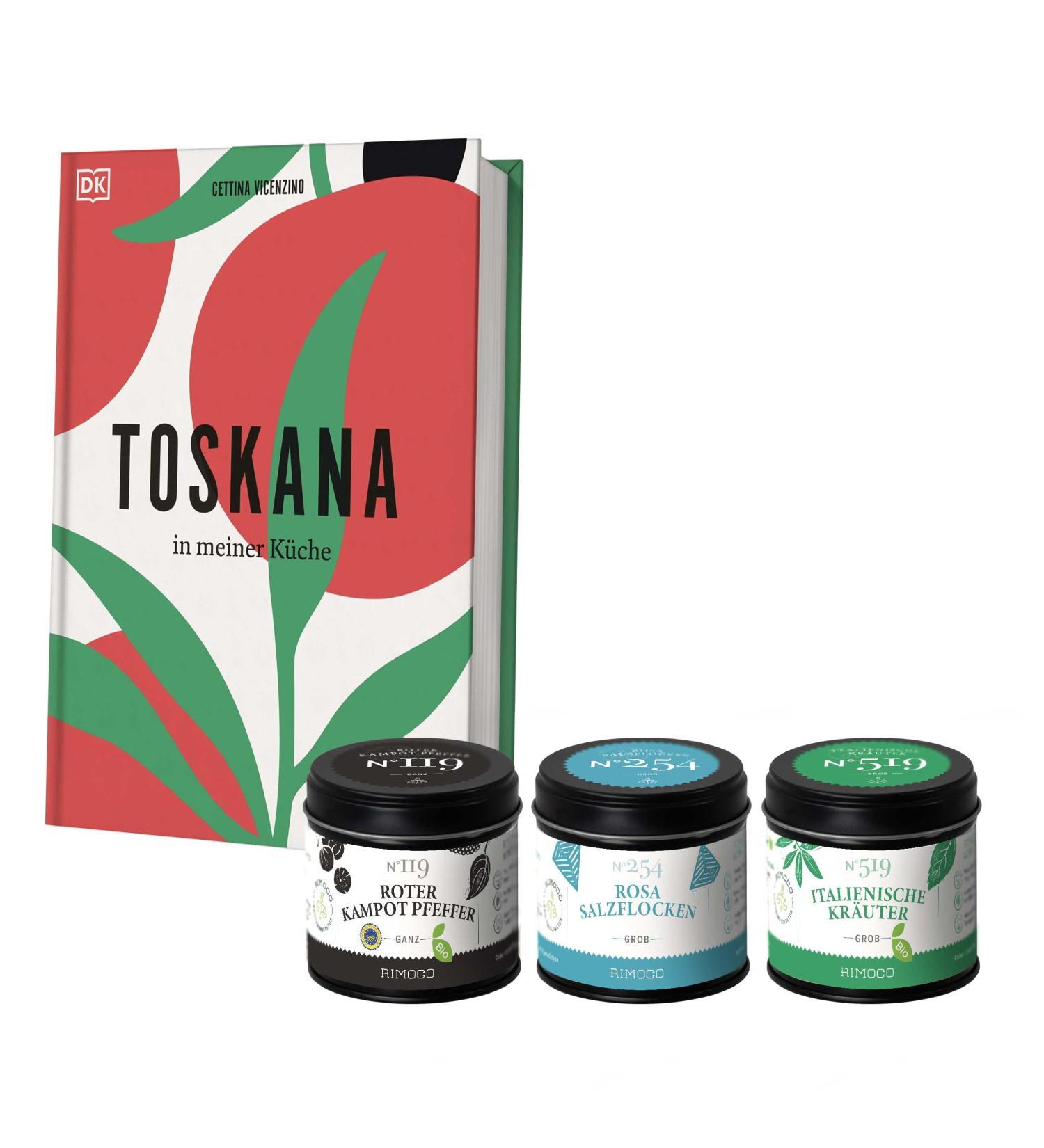 Rimoco Gift Set Tuscany - Authentic Tuscany Cookbook & Gourmet Ingredients: Kampot Pepper Pink Salt Flakes Italian Herbs - Perfect Gift for Food Lovers - Buy Online on SooperMarket.com