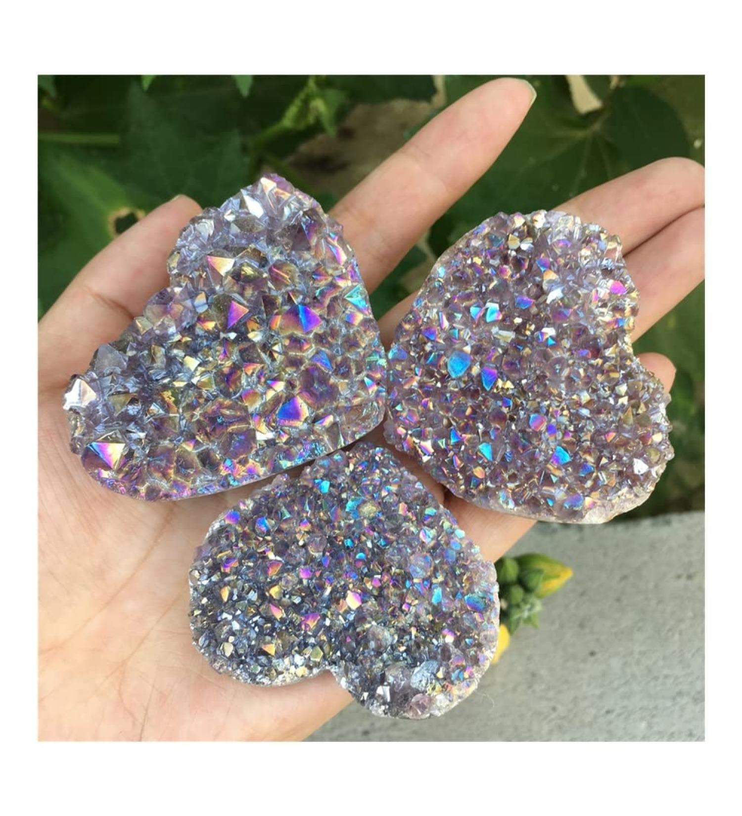 Crystal 6-7cm Natural Amethyst Quartz Crystal Cluster Heart Shape Stones JZIGTDEM