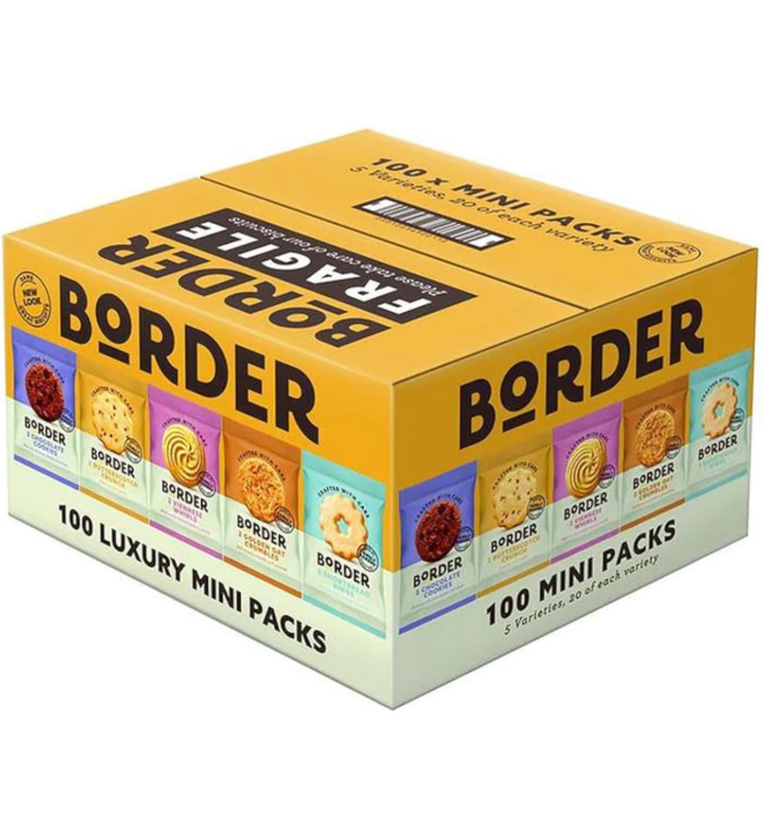 Border Biscuits Luxury Assorted Biscuit Selection 100 Mini Packs with 5 Varieties (1 Box (100 Per Box)) - Buy Online on SooperMarket.com