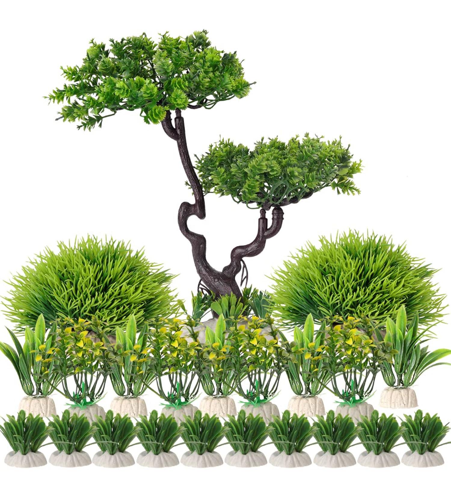 Begondis 25-Piece Plastic Aquarium Plant Tree Set | Artificial Aquatic Plants & Flowers for Fish Tank Decorations - Buy Online on SooperMarket.com